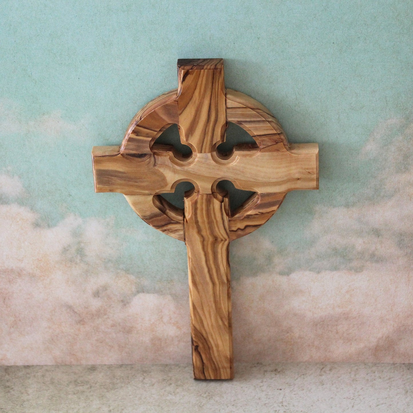 7.5” Olive Wood Celtic Cross Wall Hanging, Irish Symbol of Eternity & Infinite Love Made in Jerusalem the Holy Land. Irish Cross Wall Decor