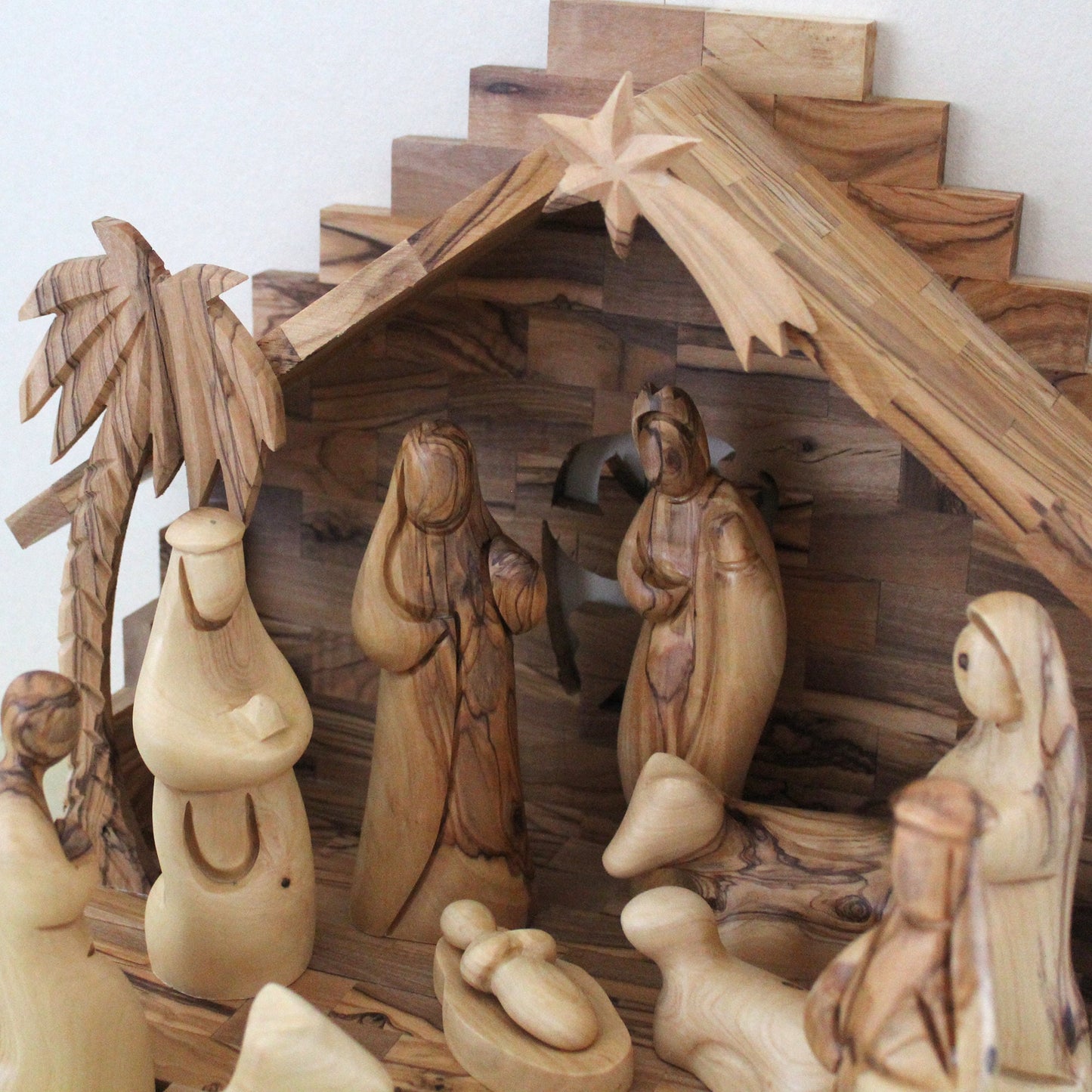12 Pieces, Handmade Olive wood Nativity Set Made in The Holy land, Home Decor Nativity Christmas Scene Gift, Religious Gift, Nativity Gift