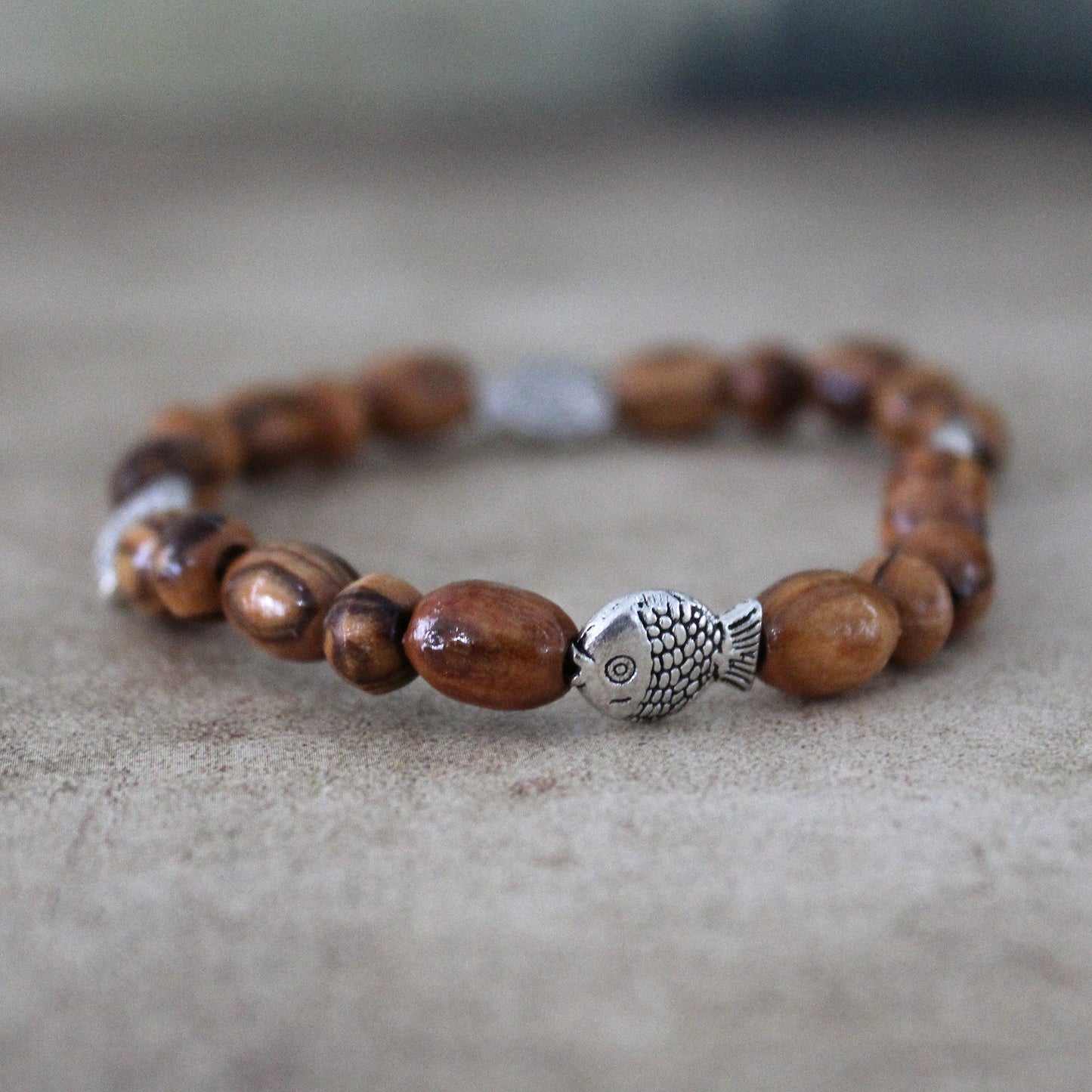 Get Two Handmade Olive Wood Beads Bracelet, Made in the Holy Land Jerusalem, Wooden Bracelet for Woman/Men, Religious Confirmation gift
