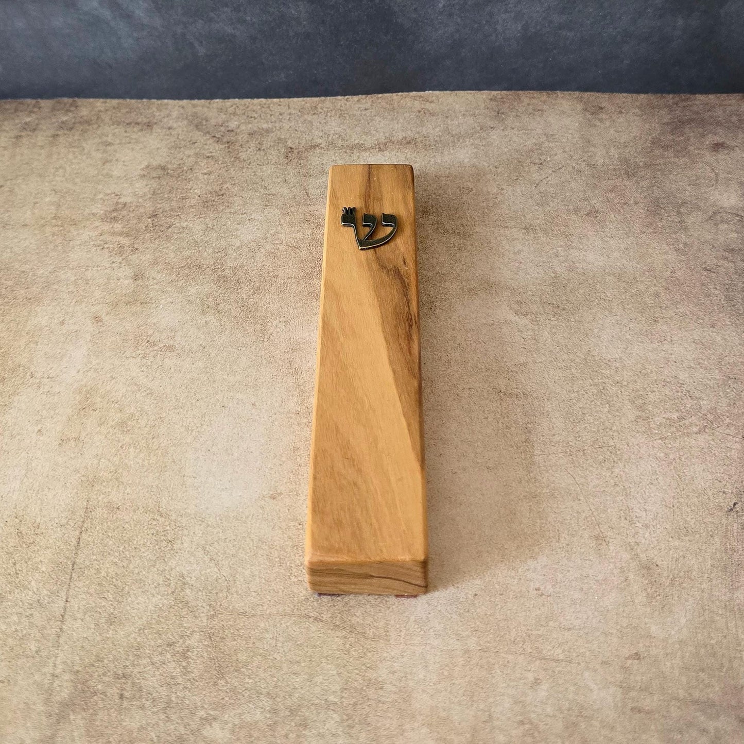 5.5" / 14cm Natural Olive Wood Mezuzah - Bronze Hebrew Shin Letter & Scroll Included - Wedding Gift - Traditional Home Protection