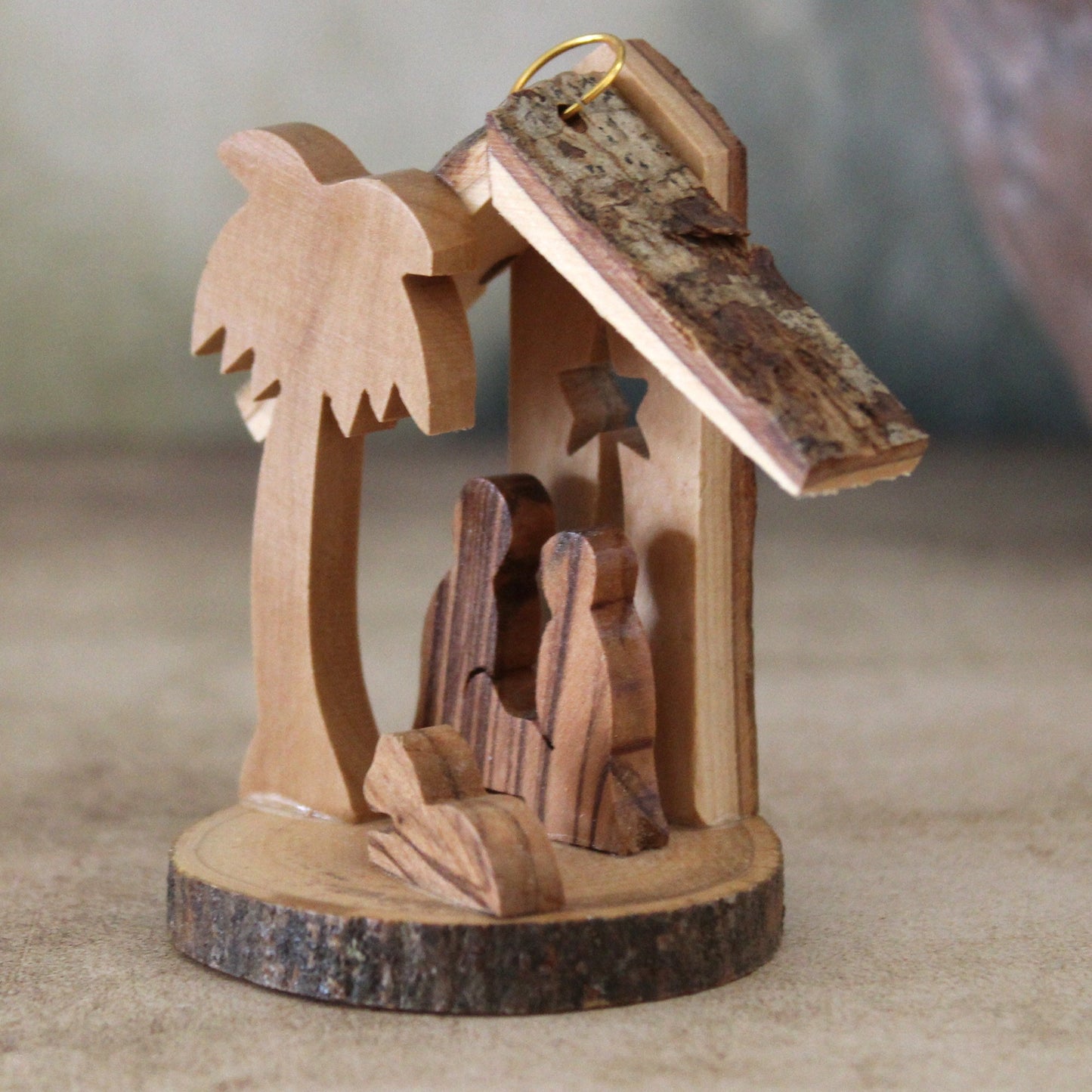 Handmade Olive Wood Grotto, A Nativity Set Decoration, Nativity Scene Made in Jerusalem, Nativity Set Faceless figures Christmas gift