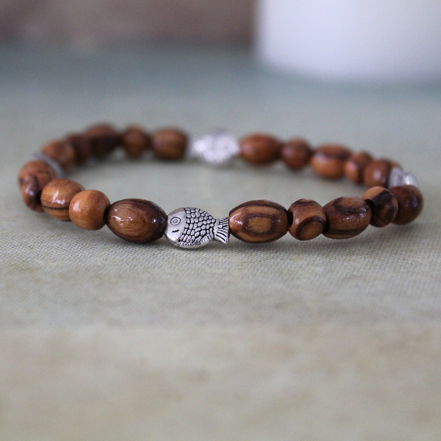Get Two Handmade Olive Wood Beads Bracelet, Made in the Holy Land Jerusalem, Wooden Bracelet for Woman/Men, Religious Confirmation gift