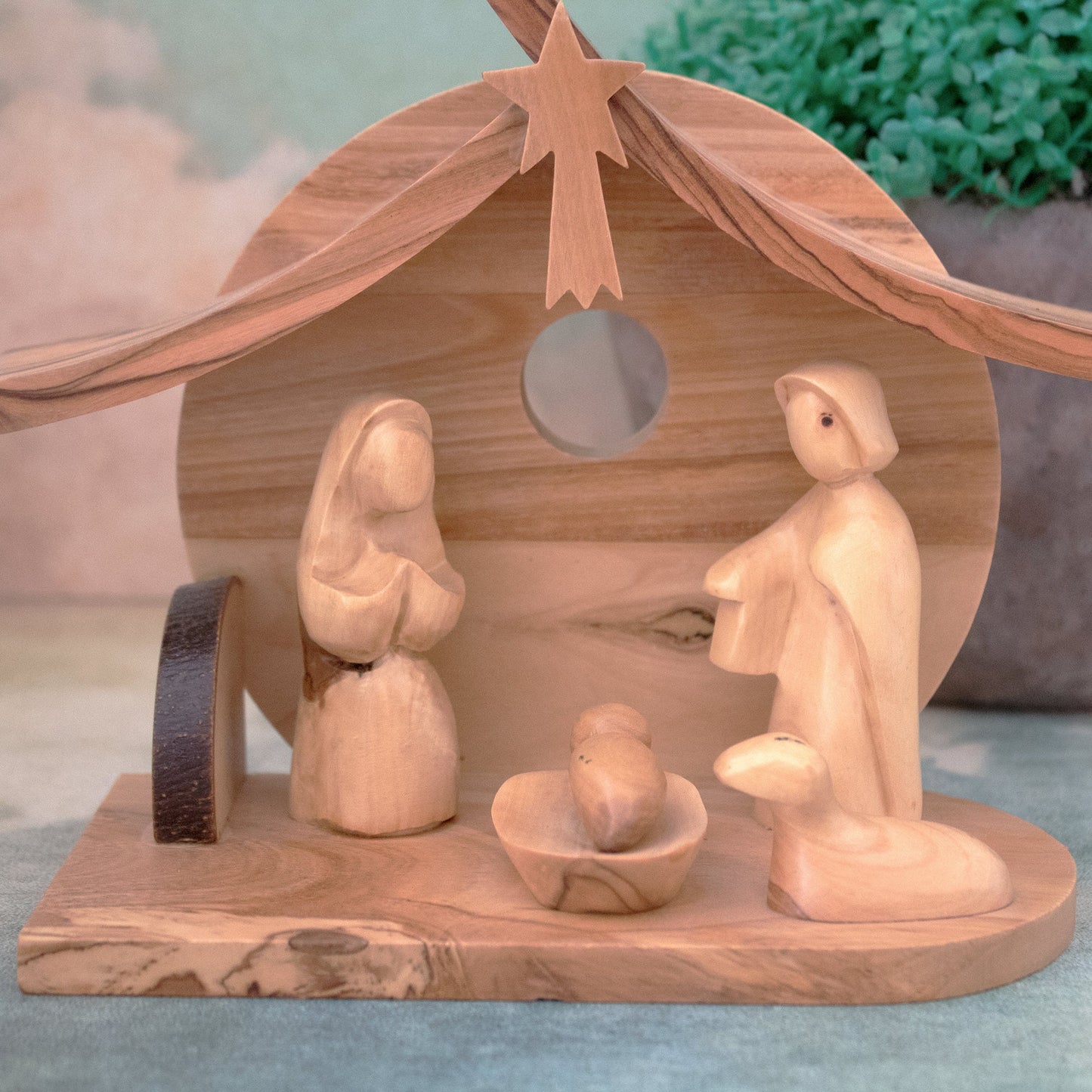 Cherish Christmas: Hand-Carved Olive Wood Nativity Set | Holy Land Stable | Gift the Divine Nativity Scene Set of 5 | Christian Nativity