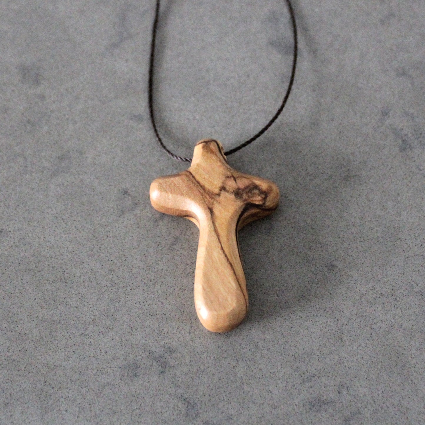 Get Two of 2.3" Comfort Cross With String, Olive Wood Cross Hand Crafted in Jerusalem, A Religious Gift, Christian Gift for Any Occasion