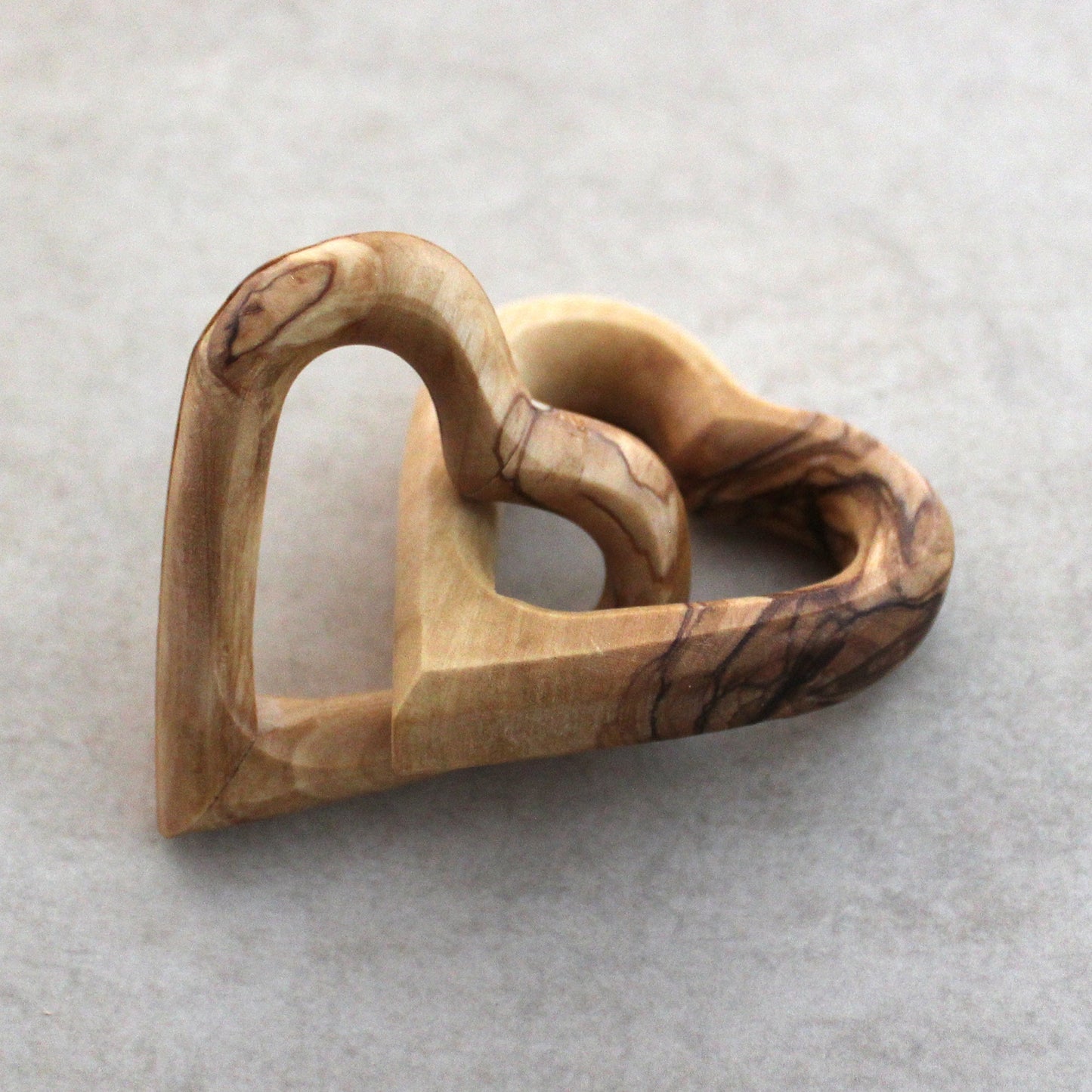 Get 2 of Our Handmade Olive Wood Interlocking Hearts Size 1.9" Anniversary Gift for Her, Engagement, Wedding, Valentines Gift From Jerusalem