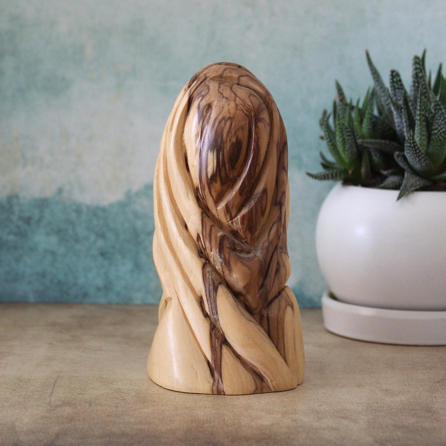 Handmade Olive Wood Virgin Mary Sculpture Figure, Perfect Religious Gift, Housewarming Gift, New Home Gift and Home Decor