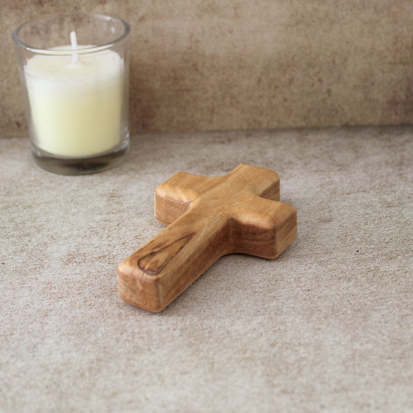 Size 3.5" for A Stunning Set of 3 Handheld Crosses 3.5" Olive Wood Handheld Praying Cross from the Holy Land, Christian Gift.