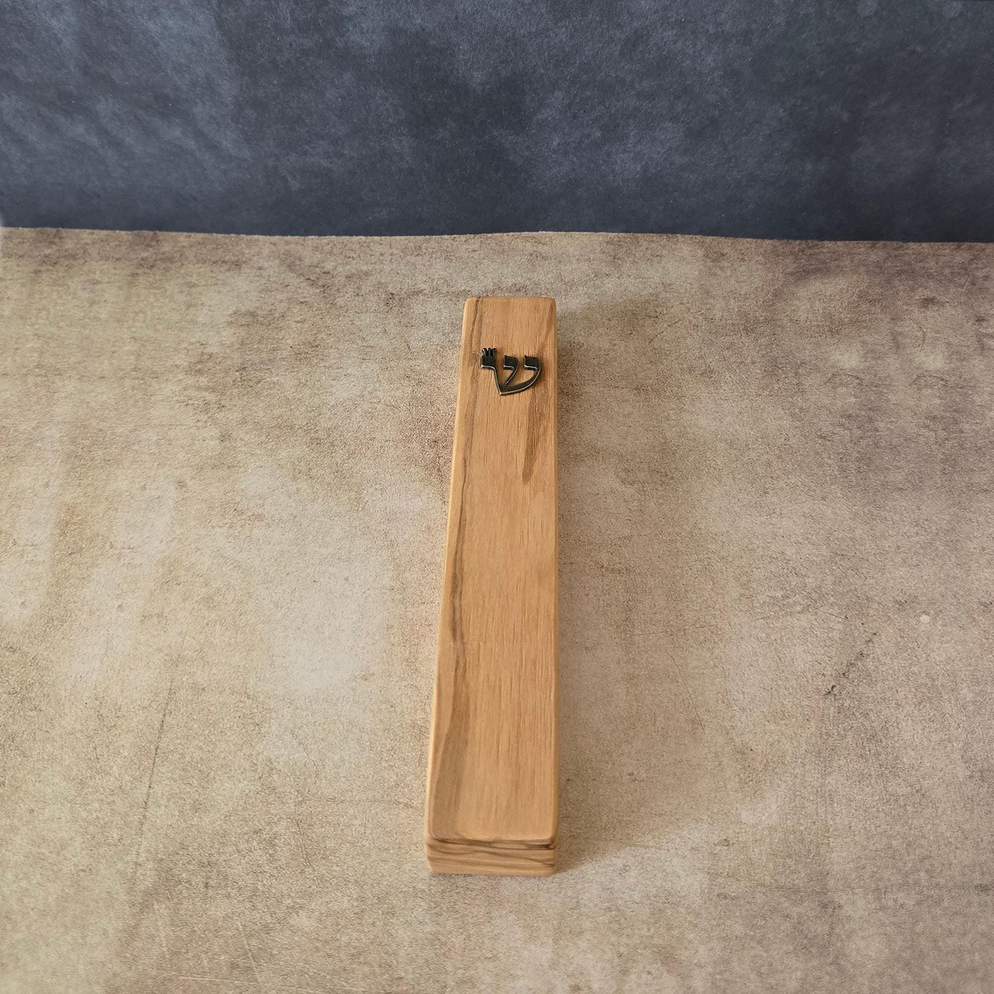 6.7" / 17cm Handcrafted Olive Wood Mezuzah With Scroll & Bronze Shin Detail - Sacred Jewish Home Protection - Rosh Hashanah Gift