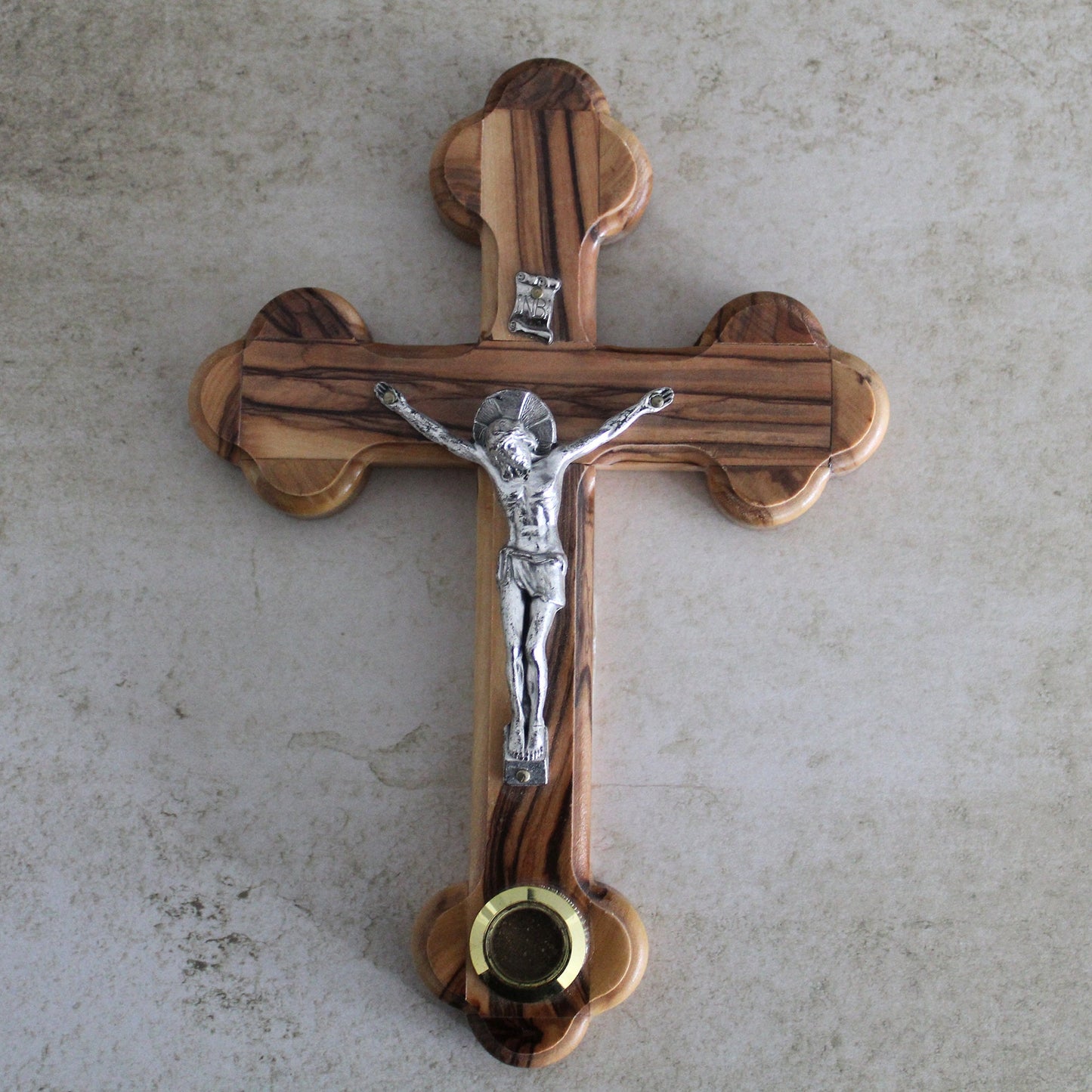7.5" Olive Wood Wall Cross Jesus Catholic Crucifix, Blessing Holy Cross Handmade In Jerusalem The Holy Land