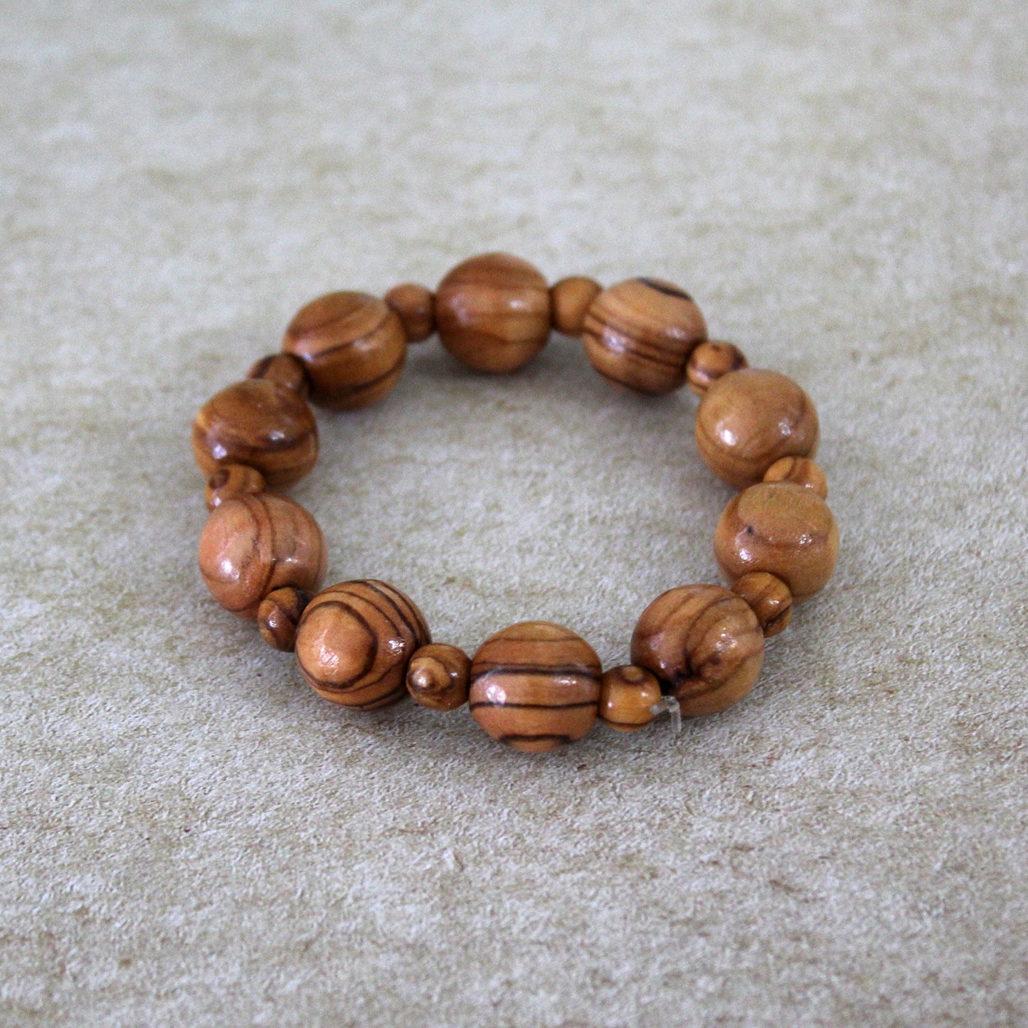 Get Two Handmade Olive Wood Beads Bracelets From the Holy Land, Round Beads, Luck & Safekeeping Spiritual Gift, Healing Bracelet