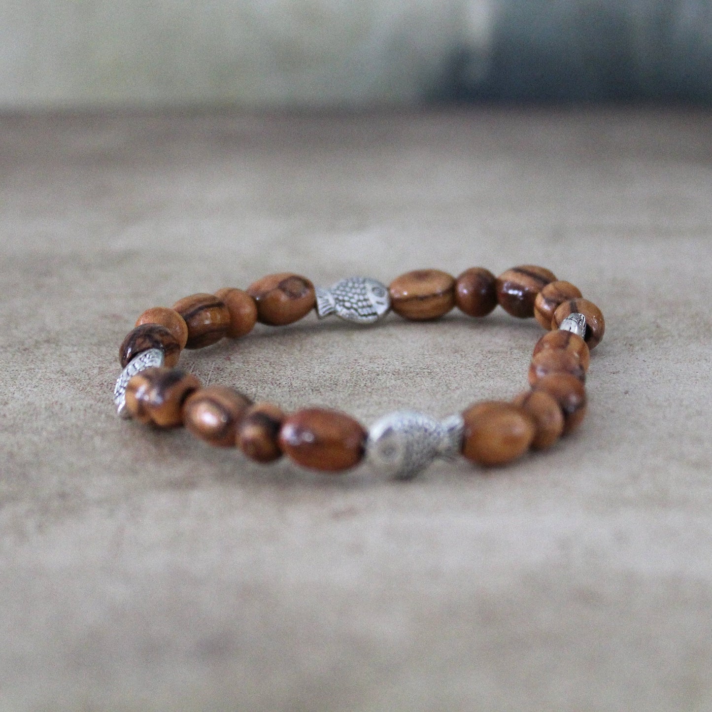 Get Two Handmade Olive Wood Beads Bracelet, Made in the Holy Land Jerusalem, Wooden Bracelet for Woman/Men, Religious Confirmation gift
