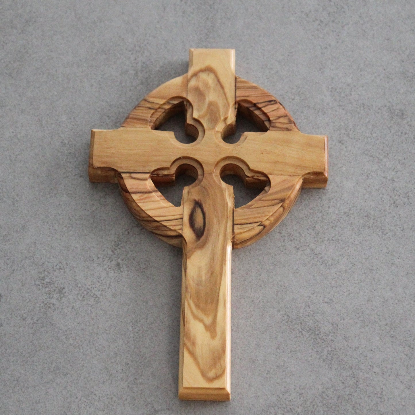 6” Olive Wood Celtic Cross Wall Hanging, Irish Symbol of Eternity & Infinite Love Made in Jerusalem the Holy Land. Irish Cross Wall Décor