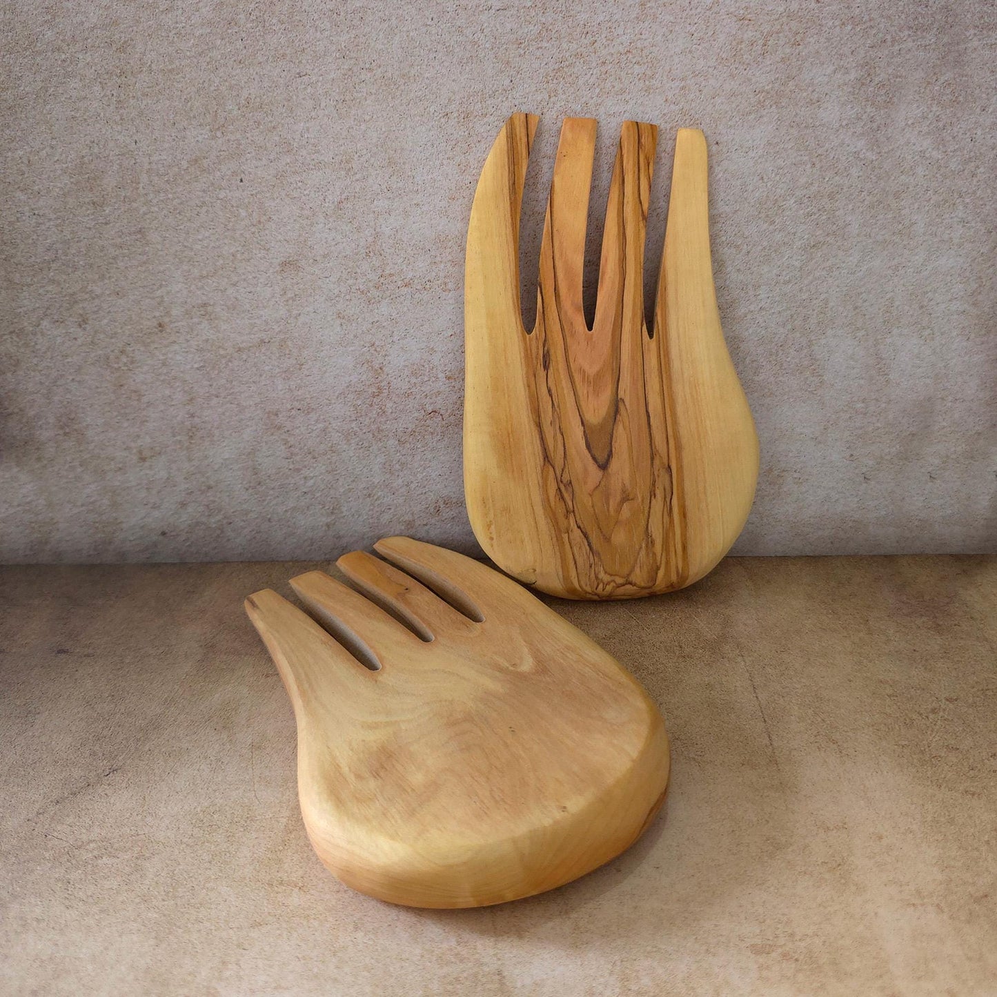 Rustic Handmade Kitchen Cooking Utensils, Salad Mixing Serving Olive Wood Utensils for Christmas Gifts or Mother’s Day Gift, Wooden Utensils
