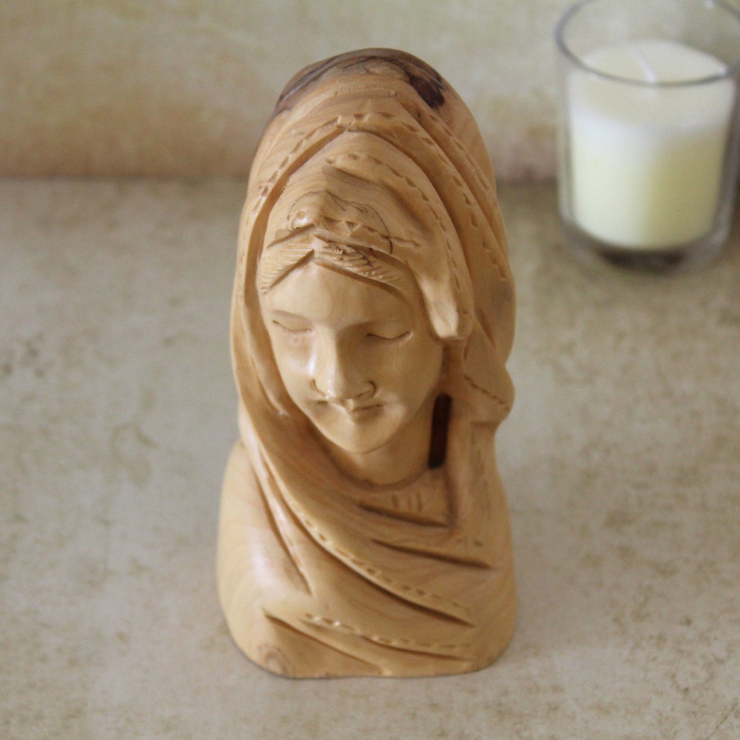 Handmade Olive Wood Virgin Mary Sculpture Figure, Perfect Religious Gift, Housewarming Gift, New Home Gift and Home Decor