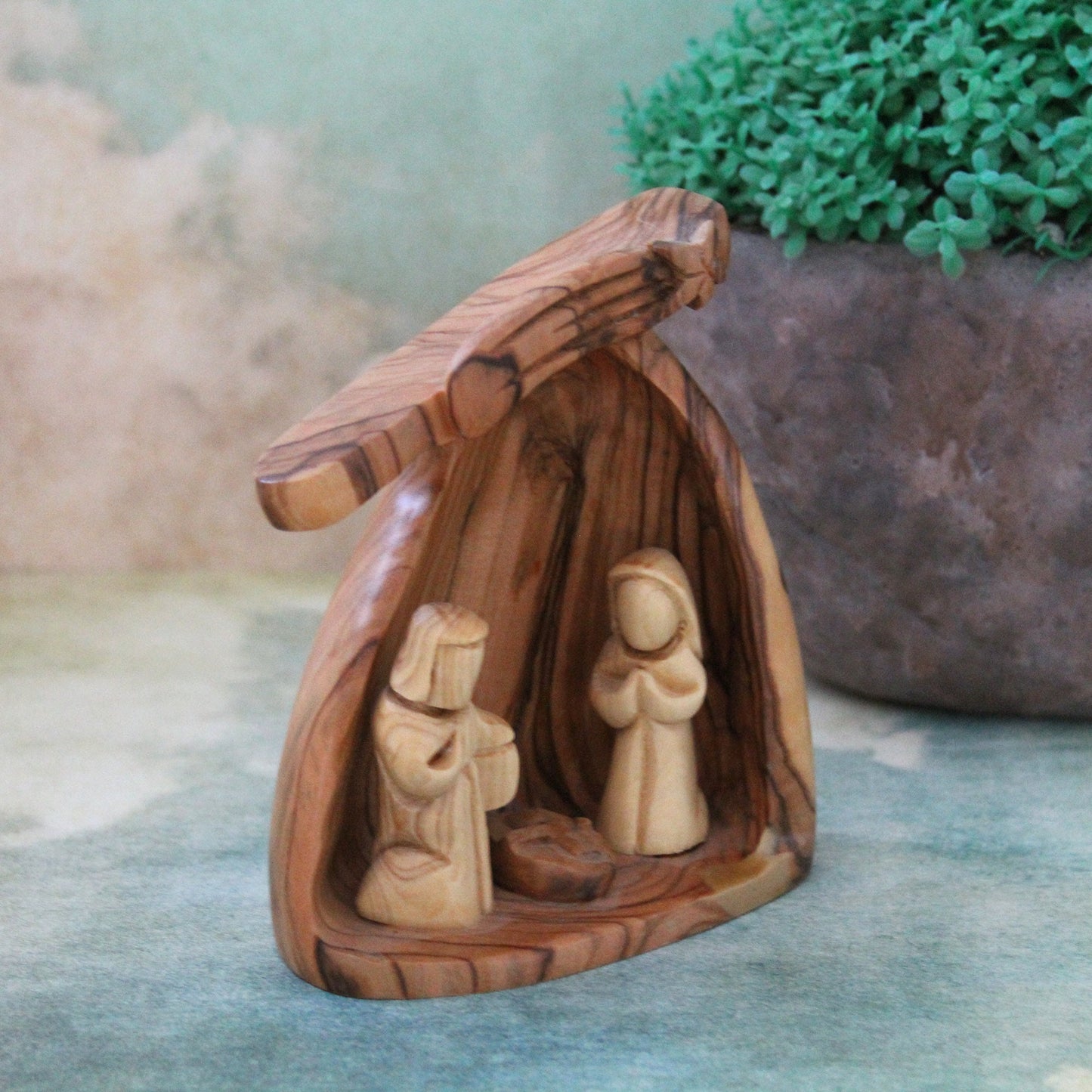 Divine Artistry: A Religious Gift & Wood Nativity Sculpture for Altars - Handcrafted Tiny Nativity Scene with Timeless Elegance