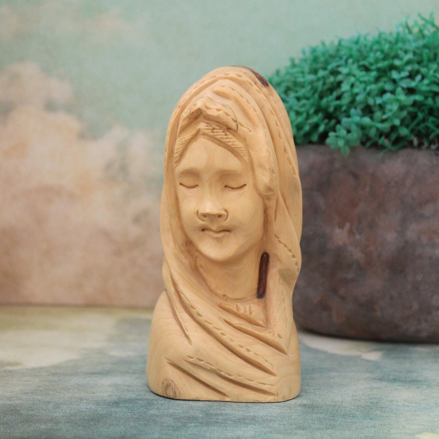 Handmade Olive Wood Virgin Mary Sculpture Figure, Perfect Religious Gift, Housewarming Gift, New Home Gift and Home Decor