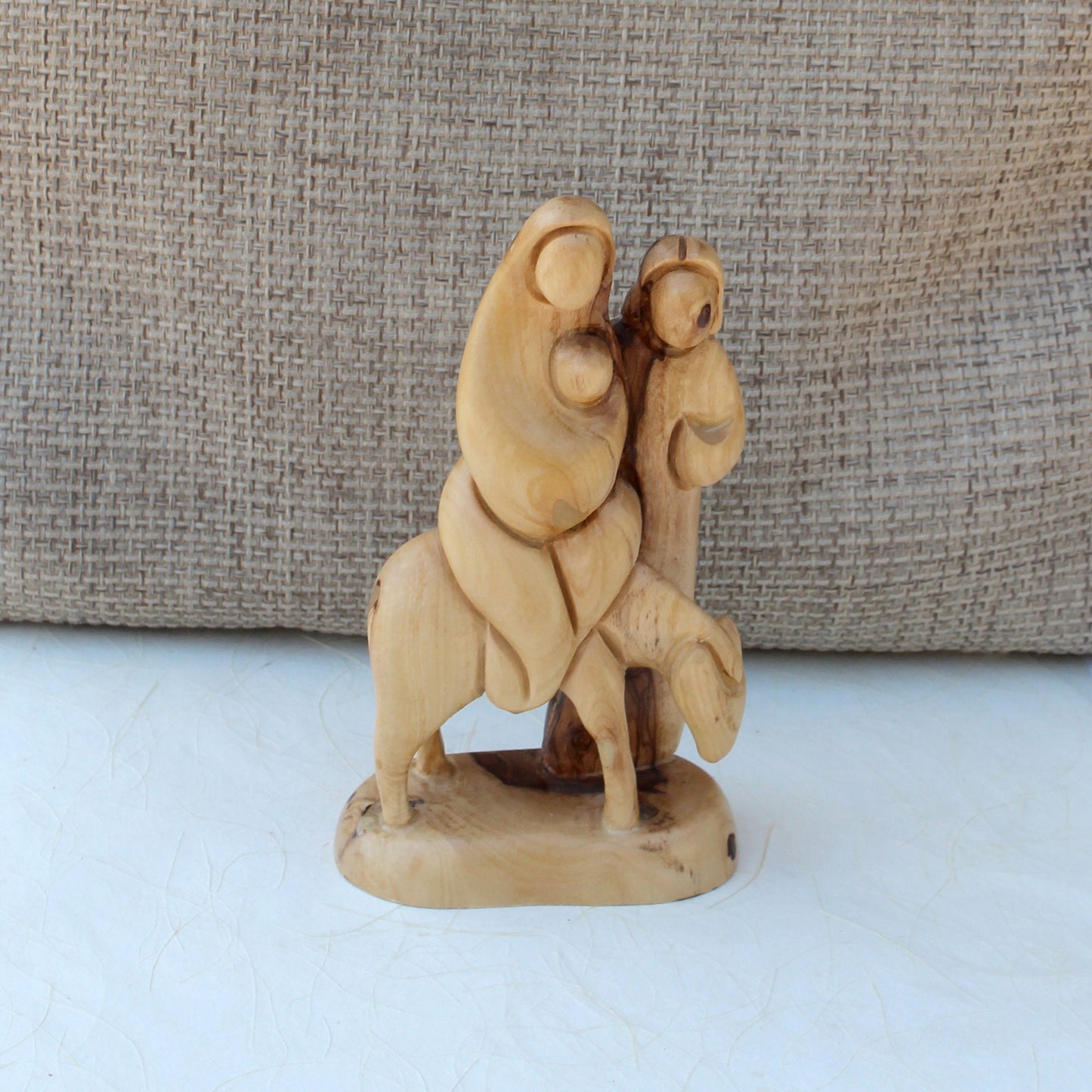 Handmade Olive Wood Holy Family Nativity Sculpture - Housewarming Gift