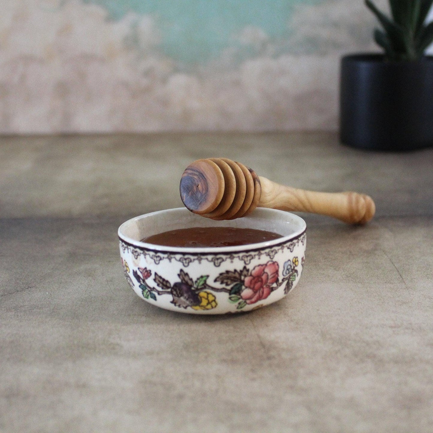 Olive Wood Honey Dipper, Handmade Wooden Honey Spoon Made in the Holy Land Jerusalem, Mother's Day Gift