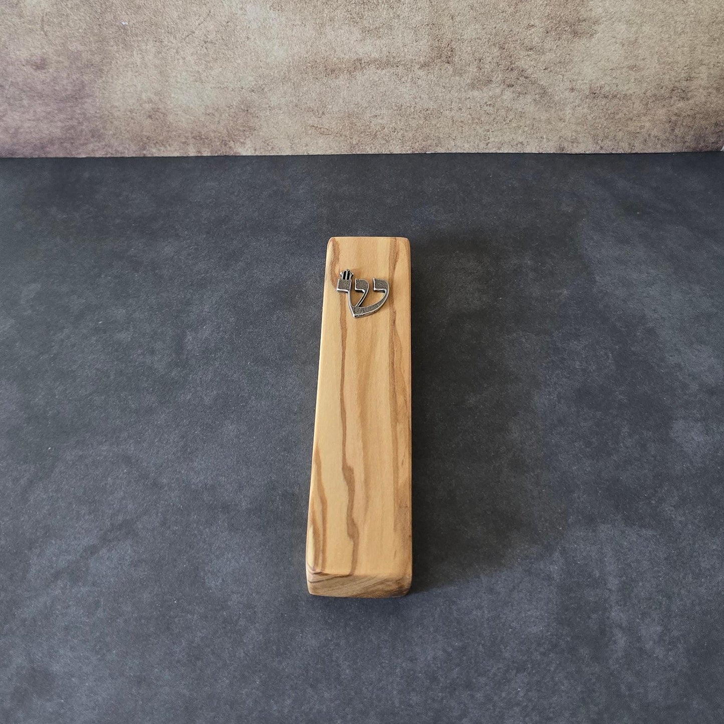5.5" / 14cm Olive Wood Mezuzah with Silver Shin - Handcrafted Jewish Door Blessing - Perfect Housewarming Gift