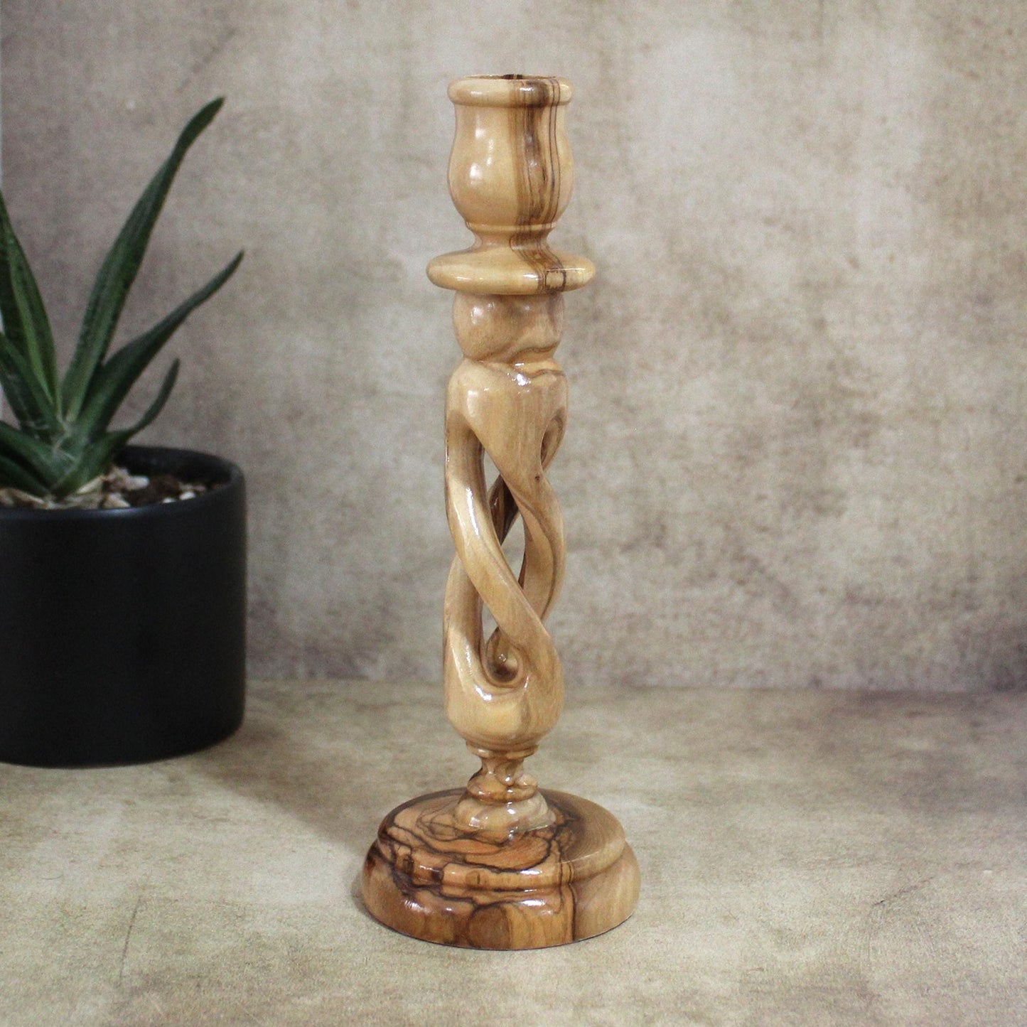 7.4" Olive Wood Candle Holder, Table Decoration, Candlestick, Wedding Candles Holder, Candle Centerpiece