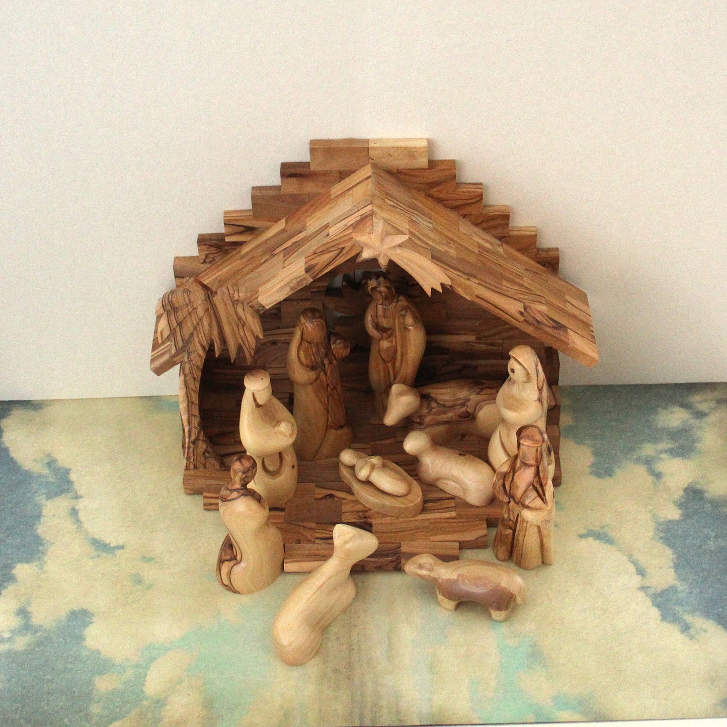 12 Pieces, Handmade Olive wood Nativity Set Made in The Holy land, Home Decor Nativity Christmas Scene Gift, Religious Gift, Nativity Gift