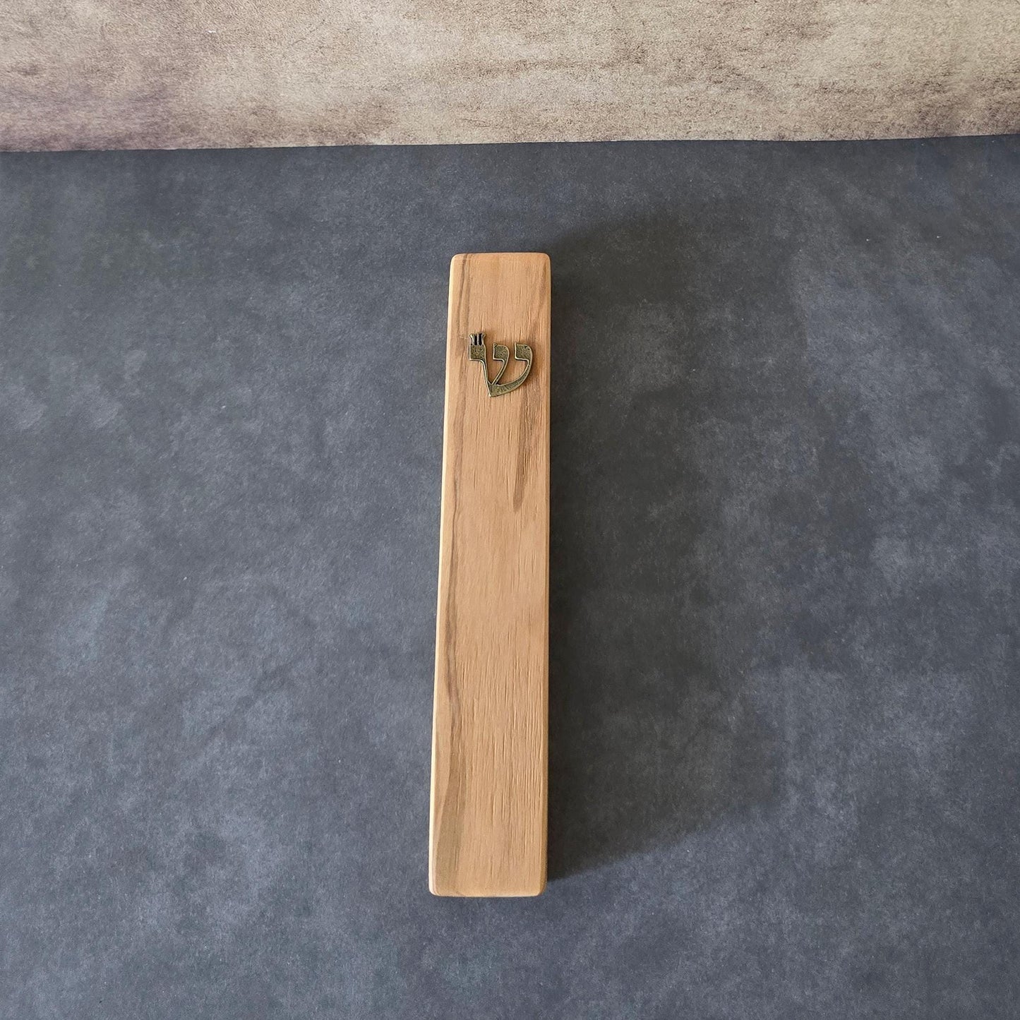 6.7" / 17cm Handcrafted Olive Wood Mezuzah With Scroll & Bronze Shin Detail - Sacred Jewish Home Protection - Rosh Hashanah Gift