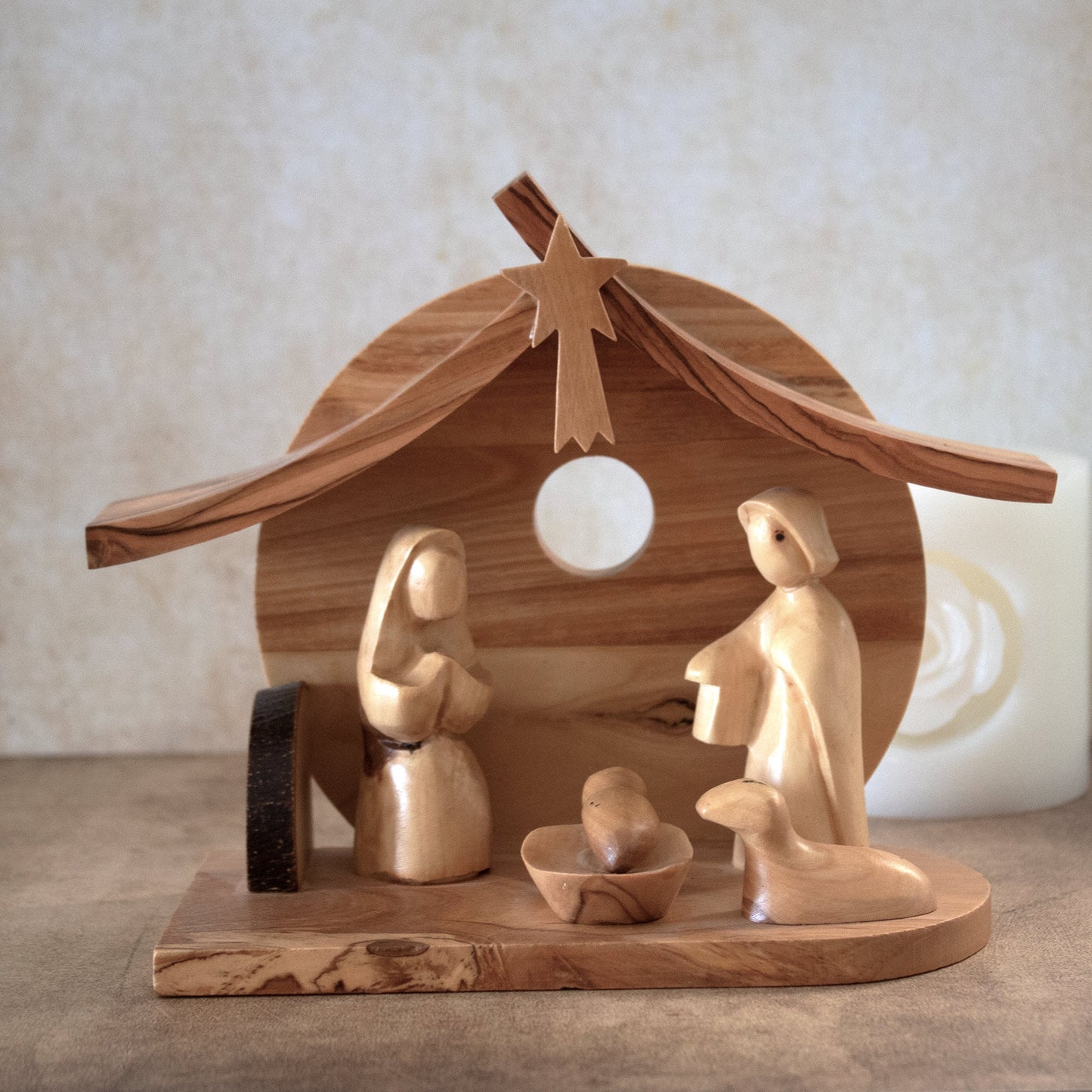 Cherish Christmas: Hand-Carved Olive Wood Nativity Set | Holy Land Stable | Gift the Divine Nativity Scene Set of 5 | Christian Nativity