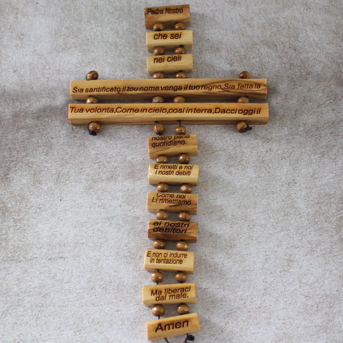Handmade Olive Wood Cross, Italian Our Father Prayer, House Blessing Gift, Wall Hanging Decoration