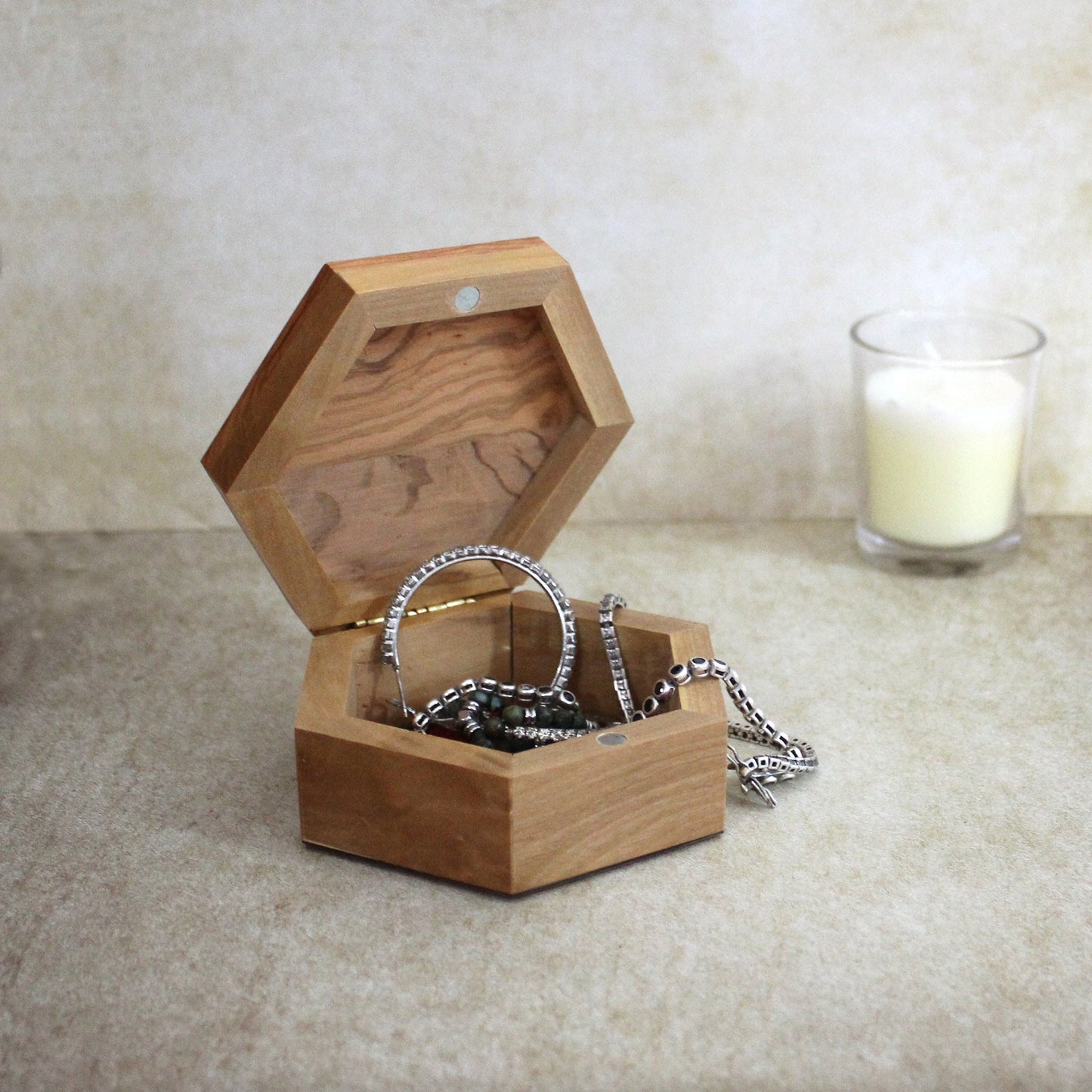 Small Olive Wood Jewelry Box, Handmade Jewelry Box, Wooden Gift Box Hand carved in The Holy Land Jerusalem, Wedding Gift, Housewarming Gift