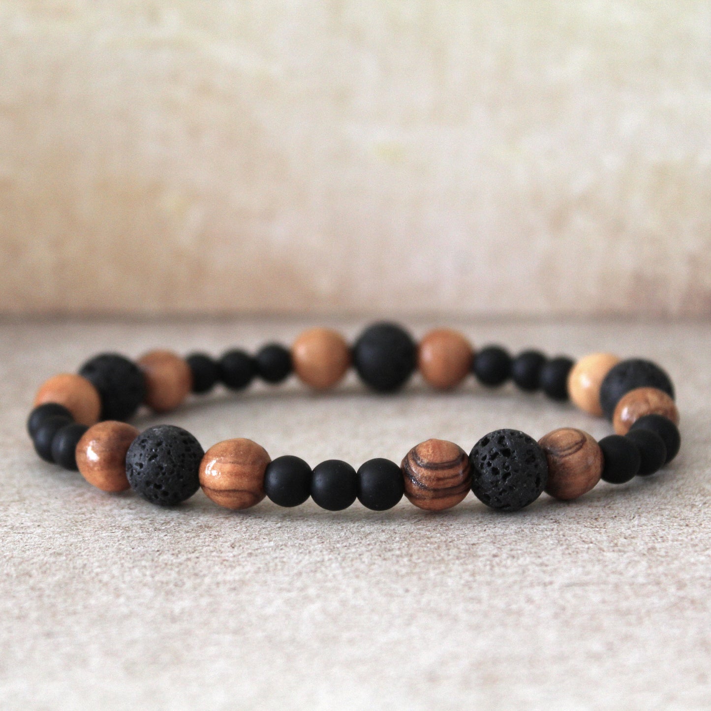 Handcrafted Olive Wood and Obsidian Bead Bracelet - Empath Protection Healing Jewelry for Women and Men, Judaica Jewelry