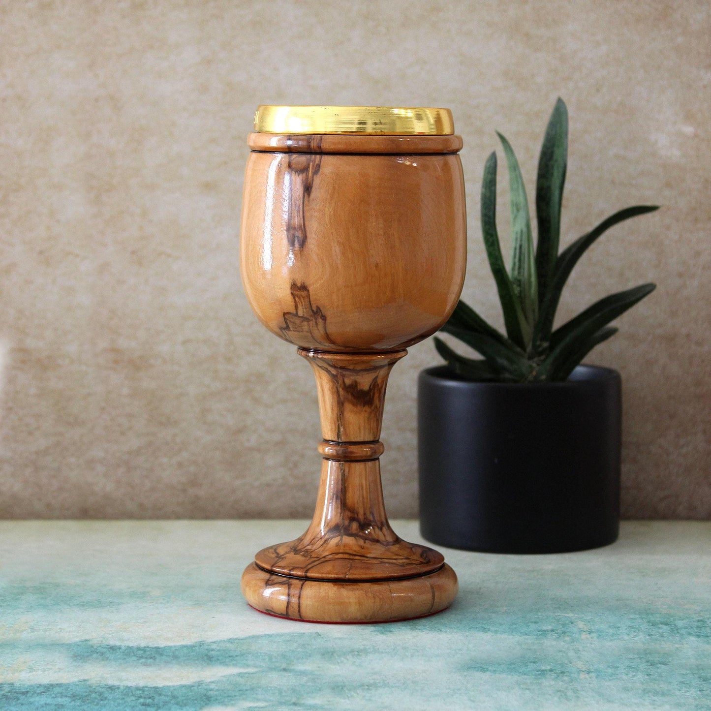 Communion Cup Olive Wood, Christian Chalice, Easter, Carved Olive Wood Chalice In Jerusalem, Holy Land