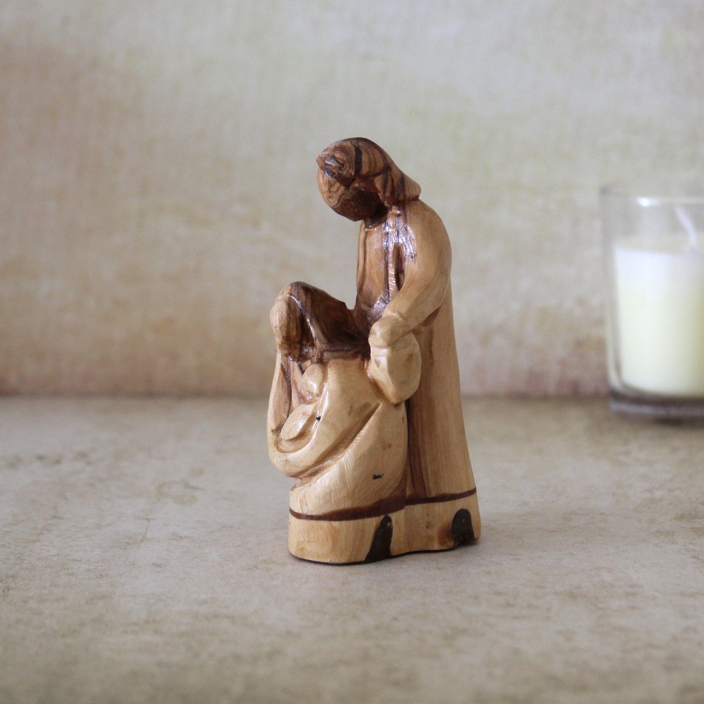 Olive Wood Statue of the Holy Family, Joseph, Virgin Mary & Jesus, Ideal for Housewarmings, New Homes, Home Decor, and a Religious Gift