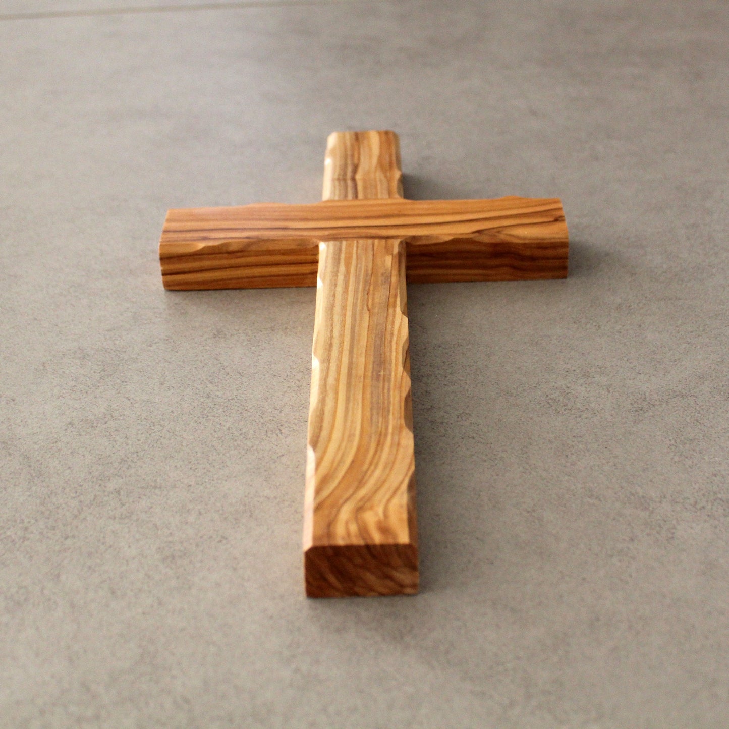 9.5' Olive Wood Cross (Wavy Edge). Simple Design Is Great for Wall Hanging, Confirmation Cross, Any Religious Gift From Jerusalem Holy Land