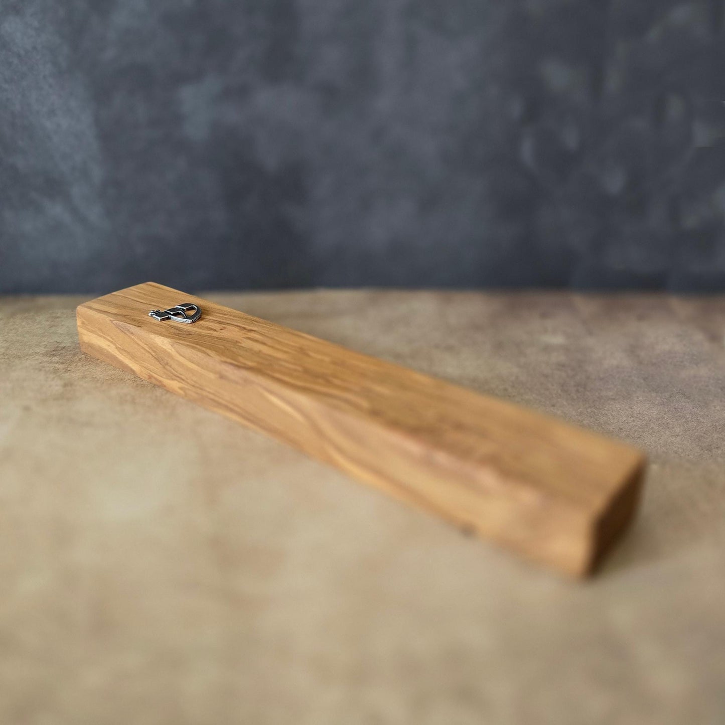 8.6" / 22cm Olive Wood Mezuzah with Silver Shin & a Scroll, Handcrafted Jewish Door Blessing, Perfect Housewarming Gift, Traditional Judaica