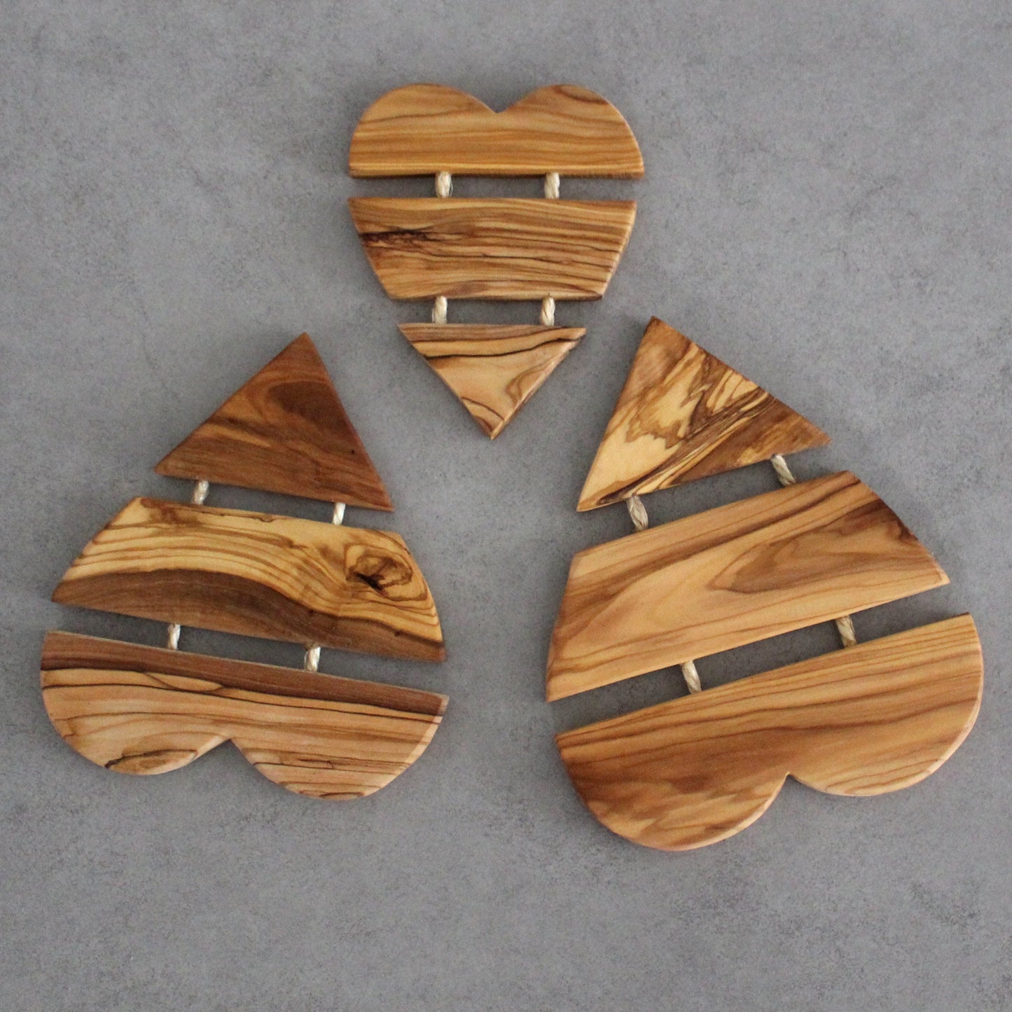 Wooden Coasters for Glasses, Cups or Candles. With Natural Waterproof coating Olive Wood from Sustainable Sources. Set of 3