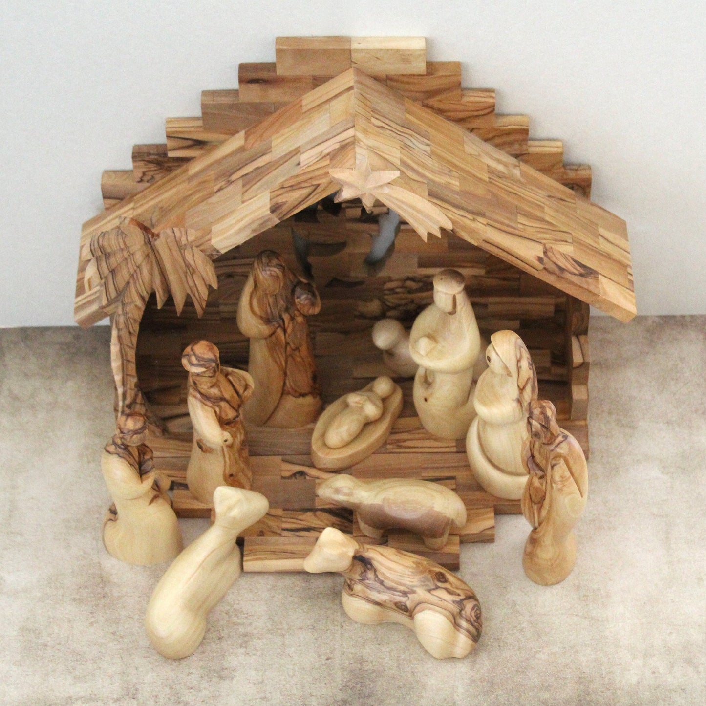 12 Pieces, Handmade Olive wood Nativity Set Made in The Holy land, Home Decor Nativity Christmas Scene Gift, Religious Gift, Nativity Gift