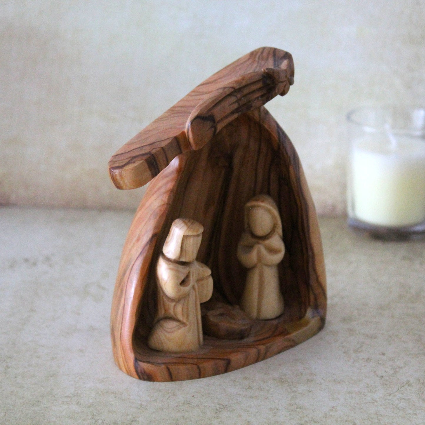 Divine Artistry: A Religious Gift & Wood Nativity Sculpture for Altars - Handcrafted Tiny Nativity Scene with Timeless Elegance