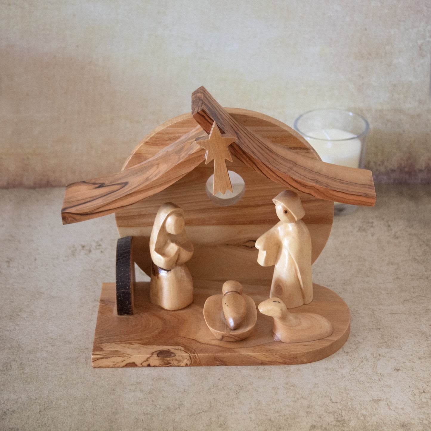 Cherish Christmas: Hand-Carved Olive Wood Nativity Set | Holy Land Stable | Gift the Divine Nativity Scene Set of 5 | Christian Nativity