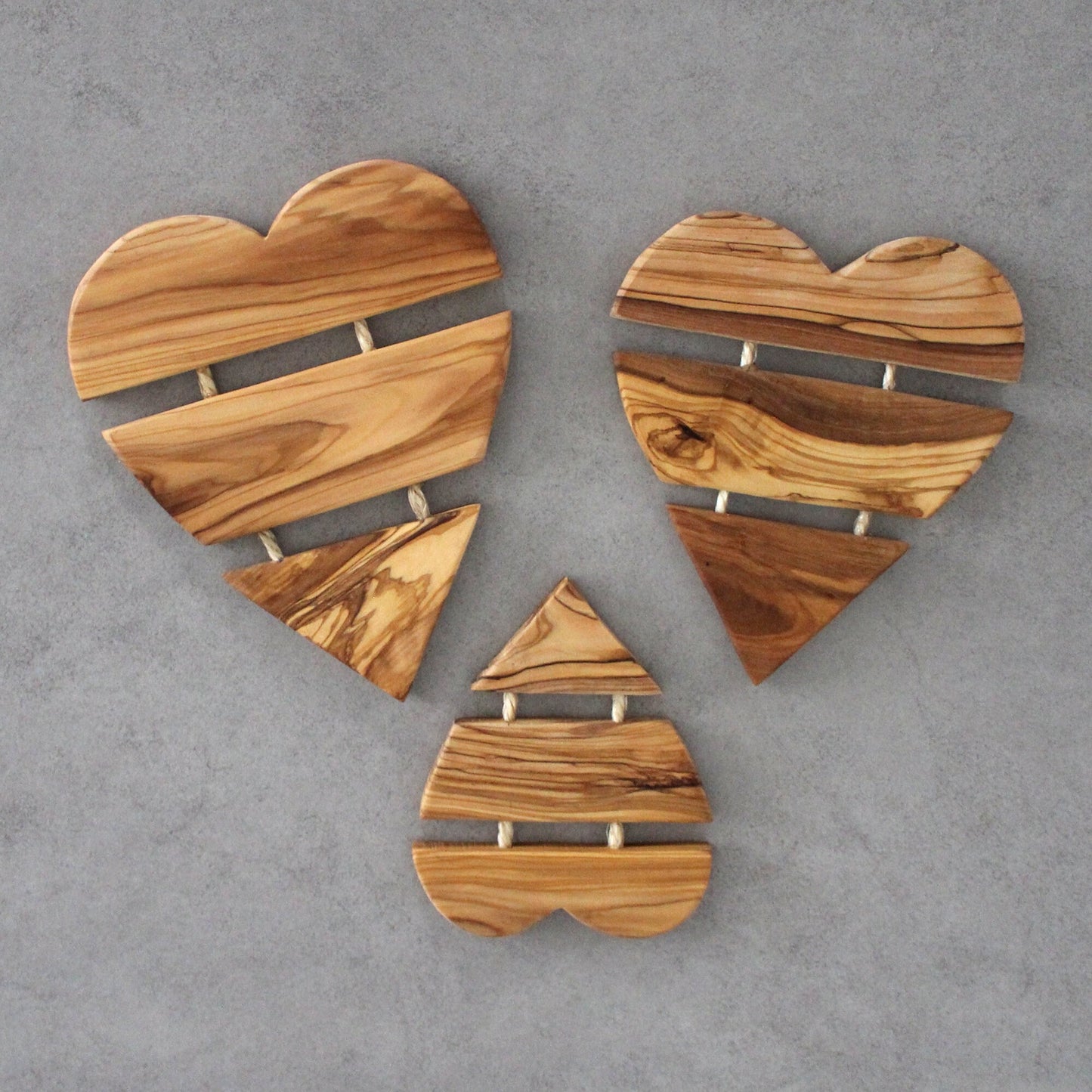 Wooden Coasters for Glasses, Cups or Candles. With Natural Waterproof coating Olive Wood from Sustainable Sources. Set of 3