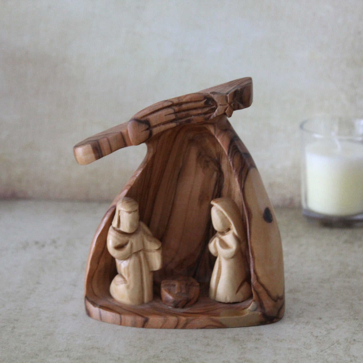Divine Artistry: A Religious Gift & Wood Nativity Sculpture for Altars - Handcrafted Tiny Nativity Scene with Timeless Elegance