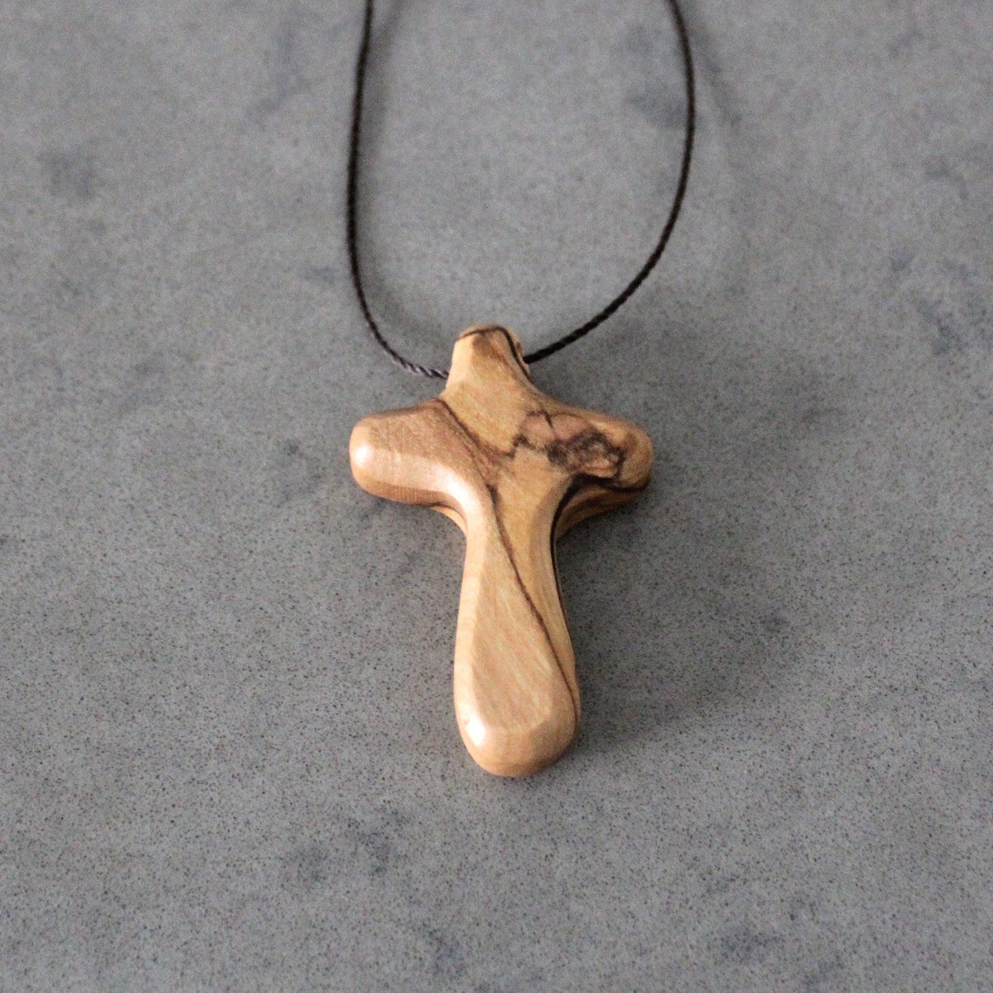 Get Two of 2" Comfort Cross With String, Olive Wood Cross Hand Crafted in Jerusalem, Religious Gift, Christian Gift for Any Occasion