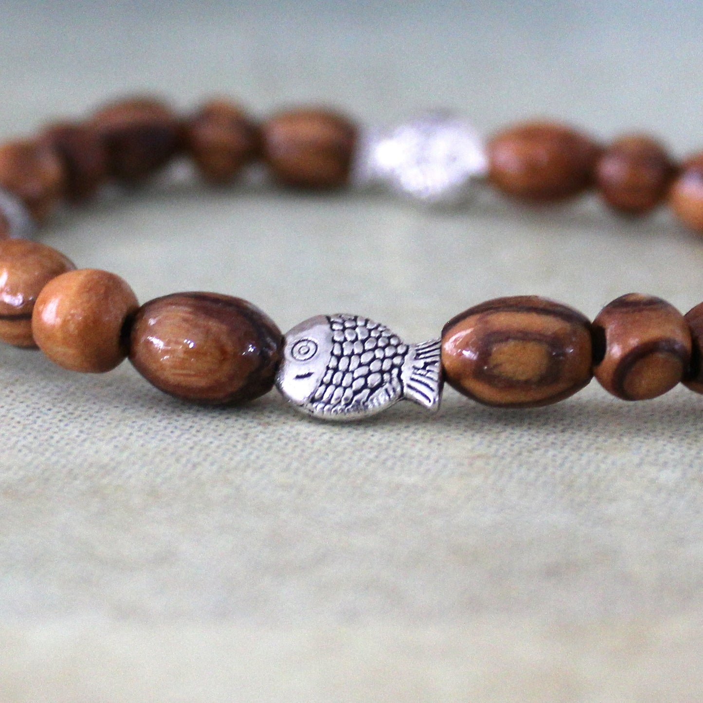 Get Two Handmade Olive Wood Beads Bracelet, Made in the Holy Land Jerusalem, Wooden Bracelet for Woman/Men, Religious Confirmation gift
