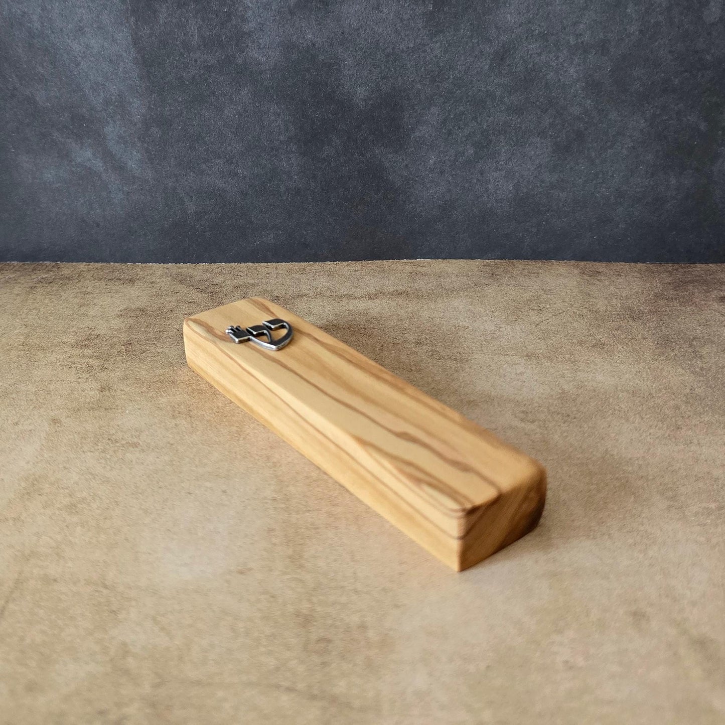 4.7" / 12cm Olive Wood Mezuzah with Silver Hebrew Shin - Authentic Jewish Door Blessing - Perfect New House Gift - Natural Wood
