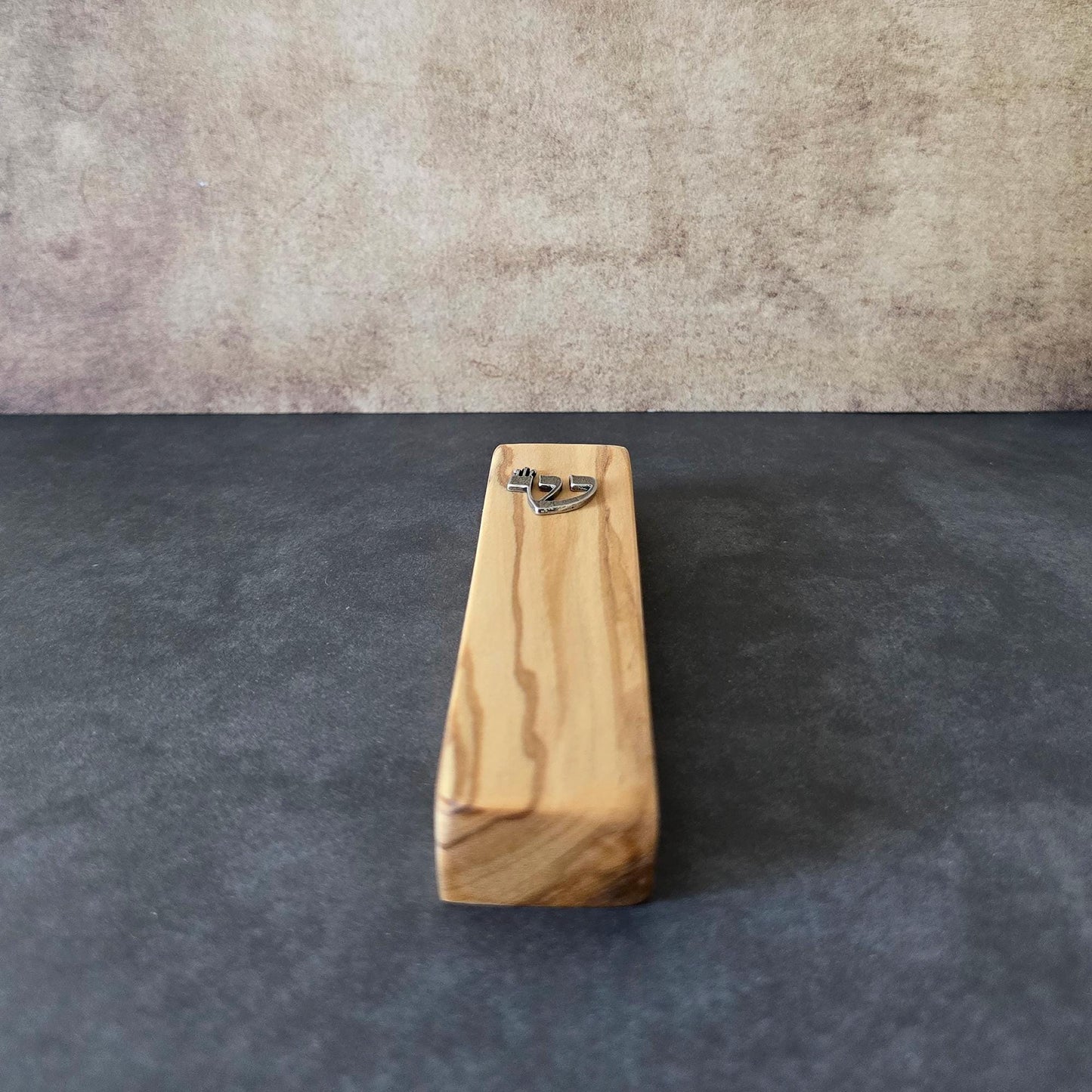 5.5" / 14cm Olive Wood Mezuzah with Silver Shin - Handcrafted Jewish Door Blessing - Perfect Housewarming Gift