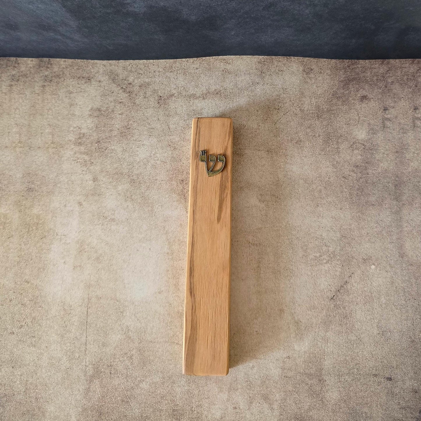 6.7" / 17cm Handcrafted Olive Wood Mezuzah With Scroll & Bronze Shin Detail - Sacred Jewish Home Protection - Rosh Hashanah Gift
