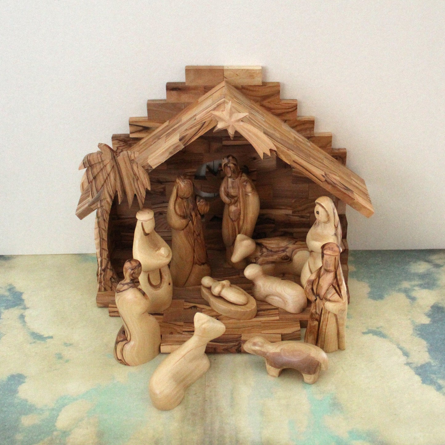 12 Pieces, Handmade Olive wood Nativity Set Made in The Holy land, Home Decor Nativity Christmas Scene Gift, Religious Gift, Nativity Gift