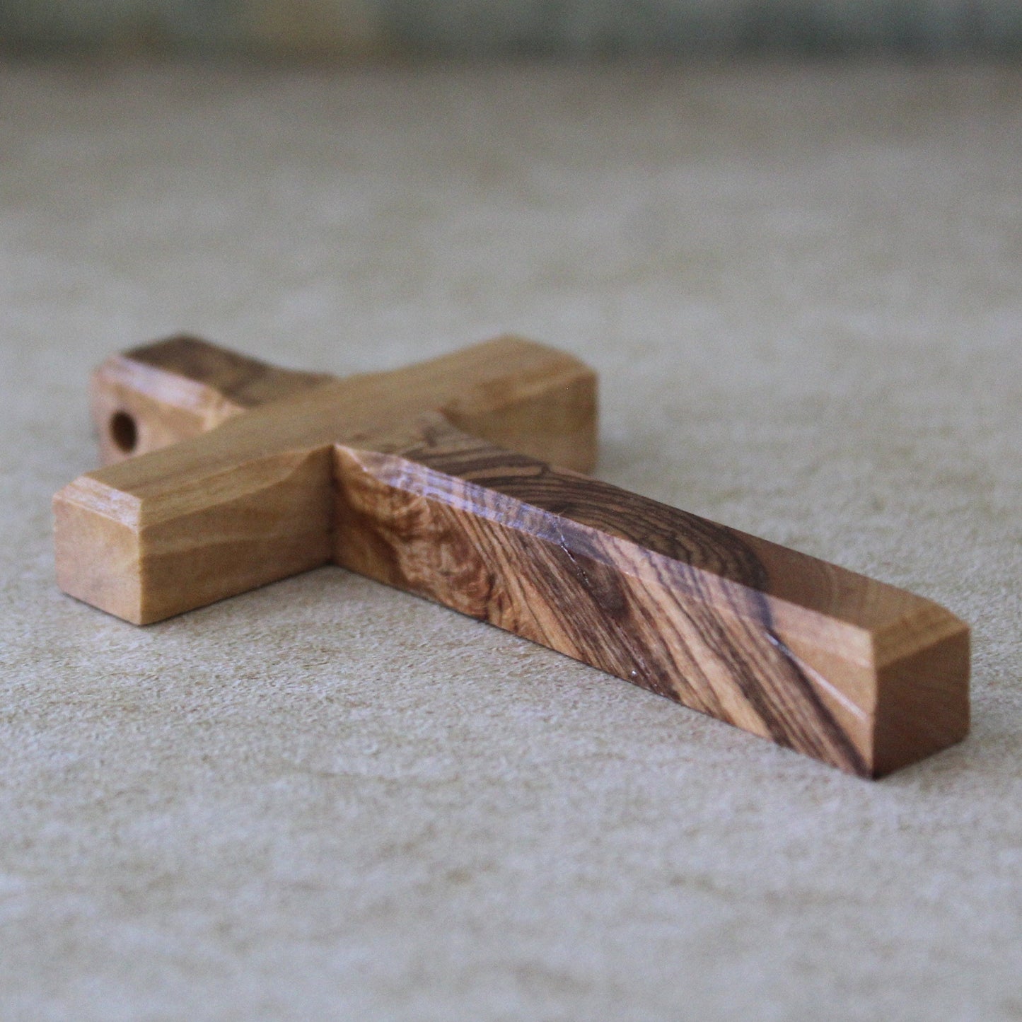 Two Olive Wood Necklace Crosses, Hand Crafted Wooden Cross Jerusalem Holy Land, Handmade Catholic Religious Gift