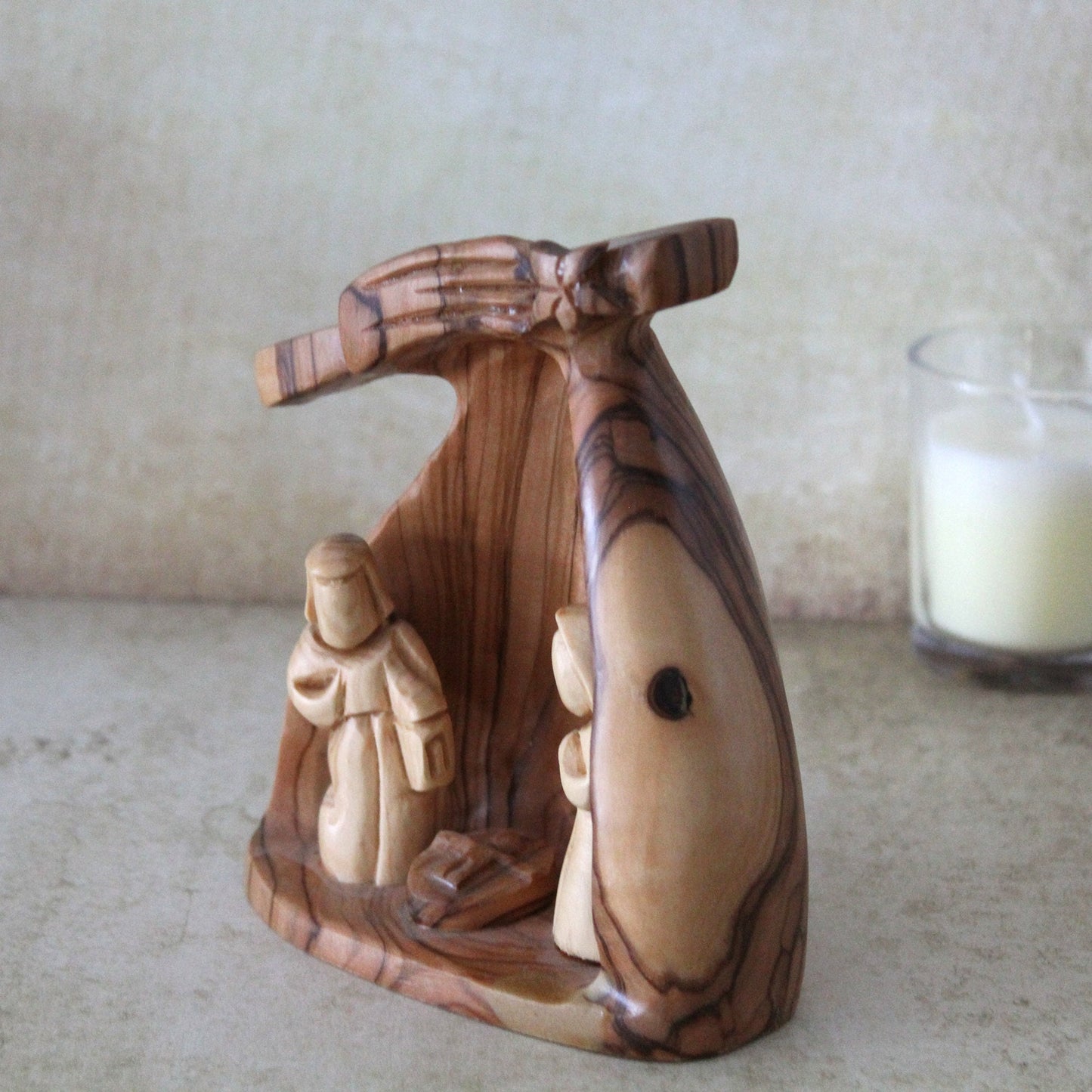 Divine Artistry: A Religious Gift & Wood Nativity Sculpture for Altars - Handcrafted Tiny Nativity Scene with Timeless Elegance