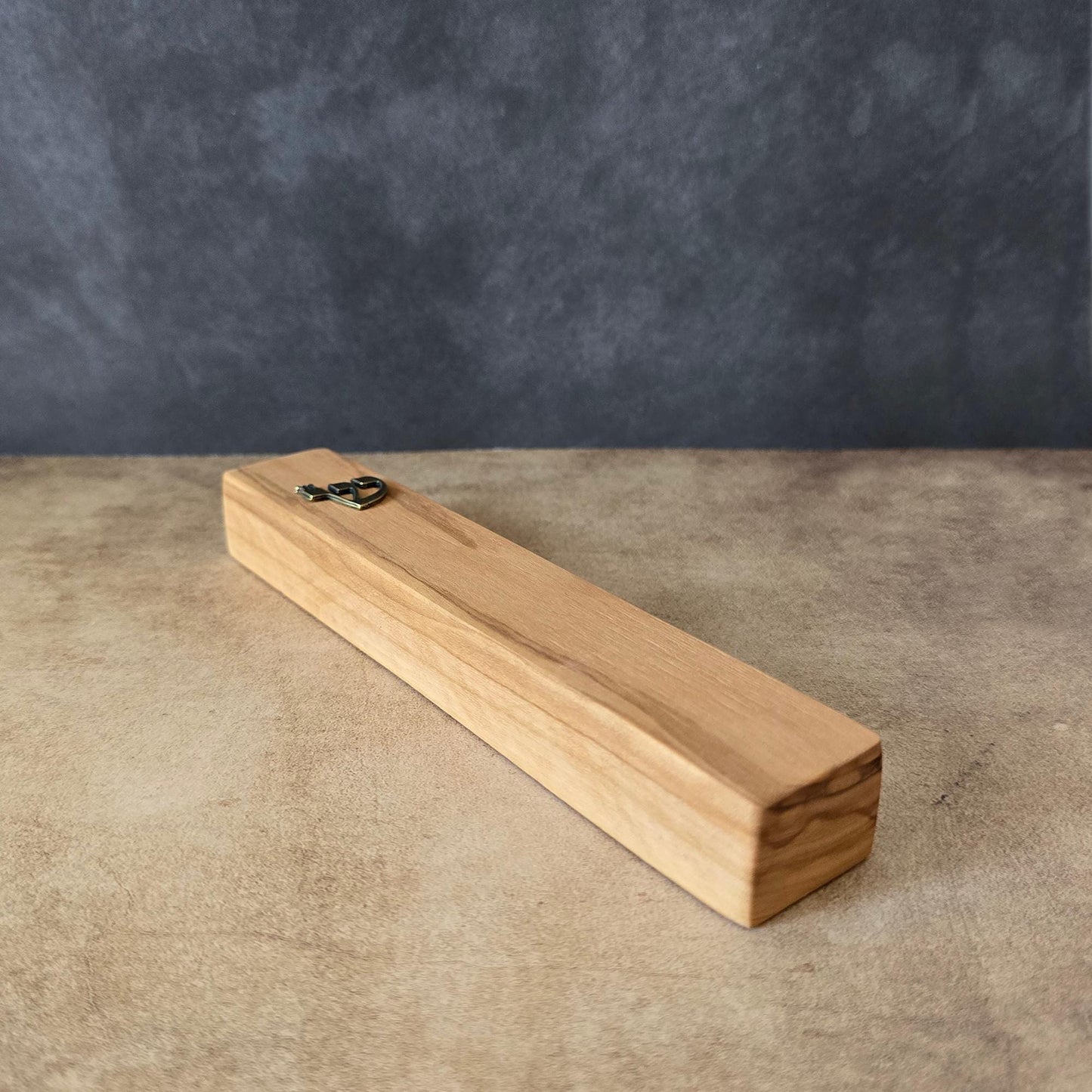 6.7" / 17cm Handcrafted Olive Wood Mezuzah - Bronze Shin Detail - Sacred Jewish Home Protection - Rosh Hashanah Gift