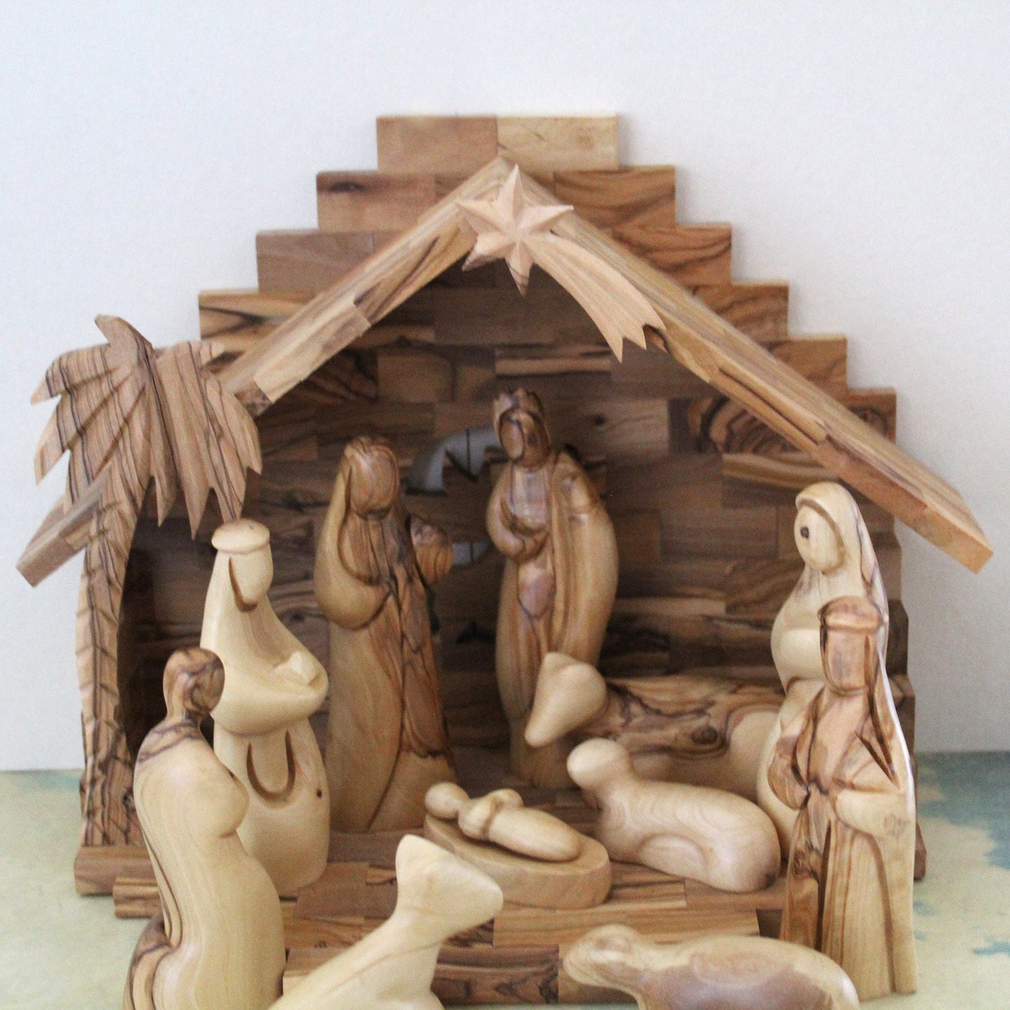 12 Pieces, Handmade Olive wood Nativity Set Made in The Holy land, Home Decor Nativity Christmas Scene Gift, Religious Gift, Nativity Gift